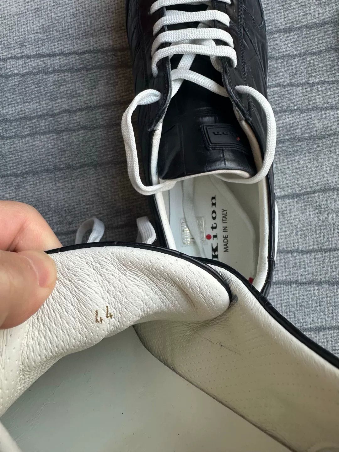 Kiton Kiton Black E Fish Leather Sneakers Size US 10 / EU 43 - 8 Thumbnail