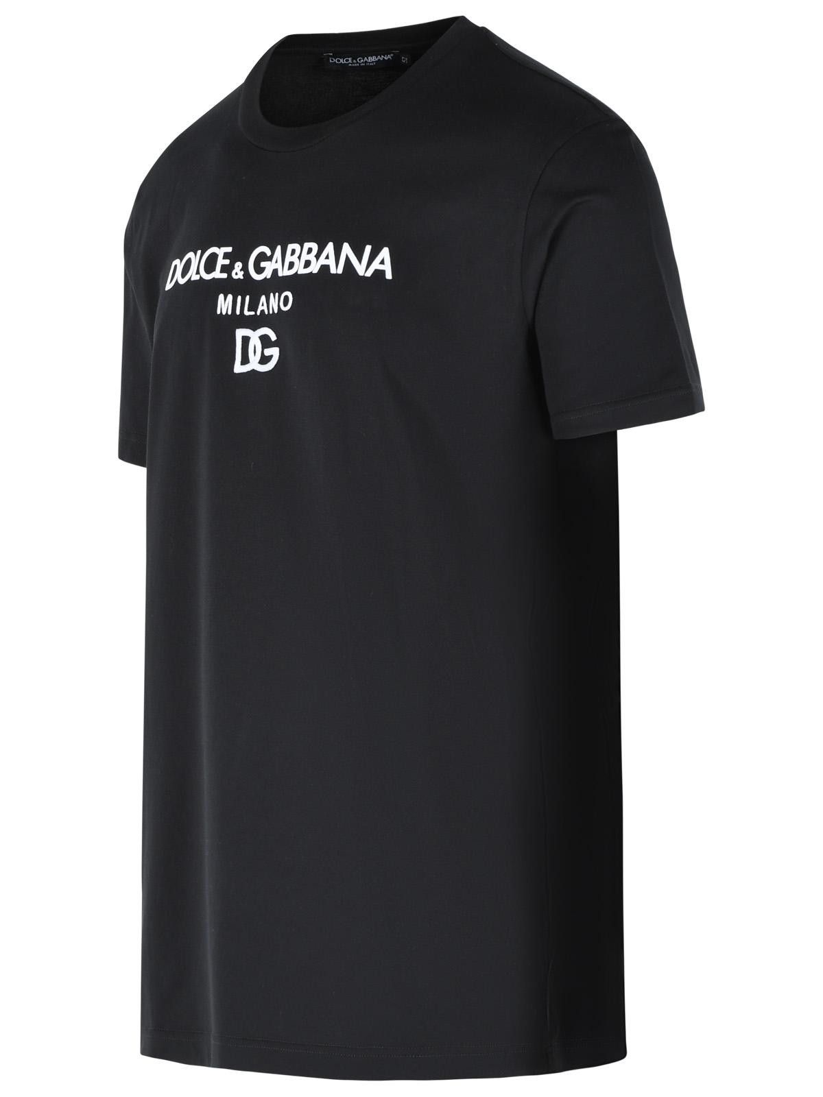 Dolce & Gabbana DOLCE & GABBANA Black Cotton T-Shirt Size US M / EU 48-50 / 2 - 2 Thumbnail