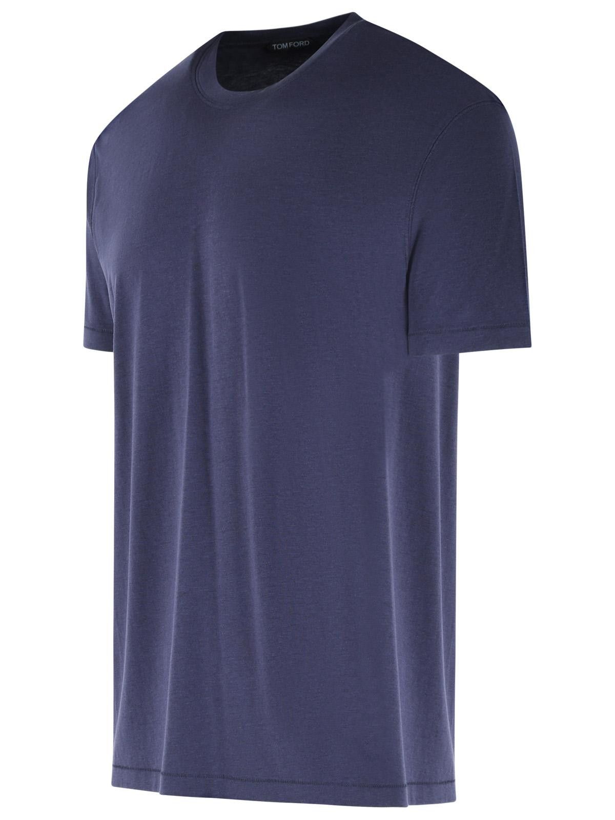 Tom Ford TOM FORD Navy Cotton Blend T-Shirt Size US L / EU 52-54 / 3 - 2 Thumbnail