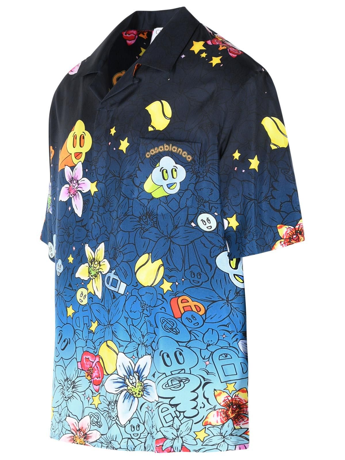 Casablanca CASABLANCA 'Graffiti Repeat' Blue Silk Shirt Size US L / EU 52-54 / 3 - 2 Thumbnail
