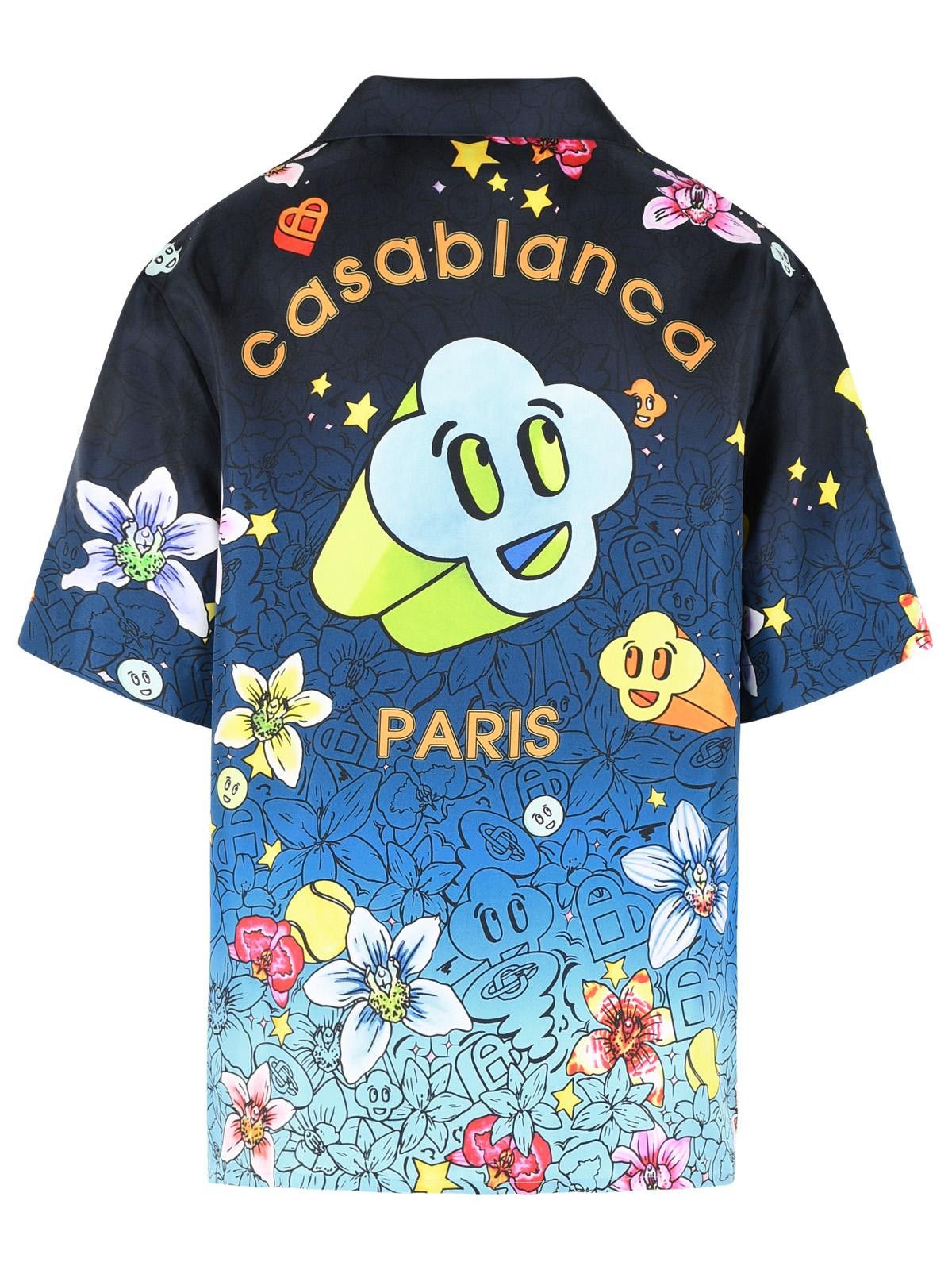 Casablanca CASABLANCA 'Graffiti Repeat' Blue Silk Shirt Size US L / EU 52-54 / 3 - 3 Thumbnail