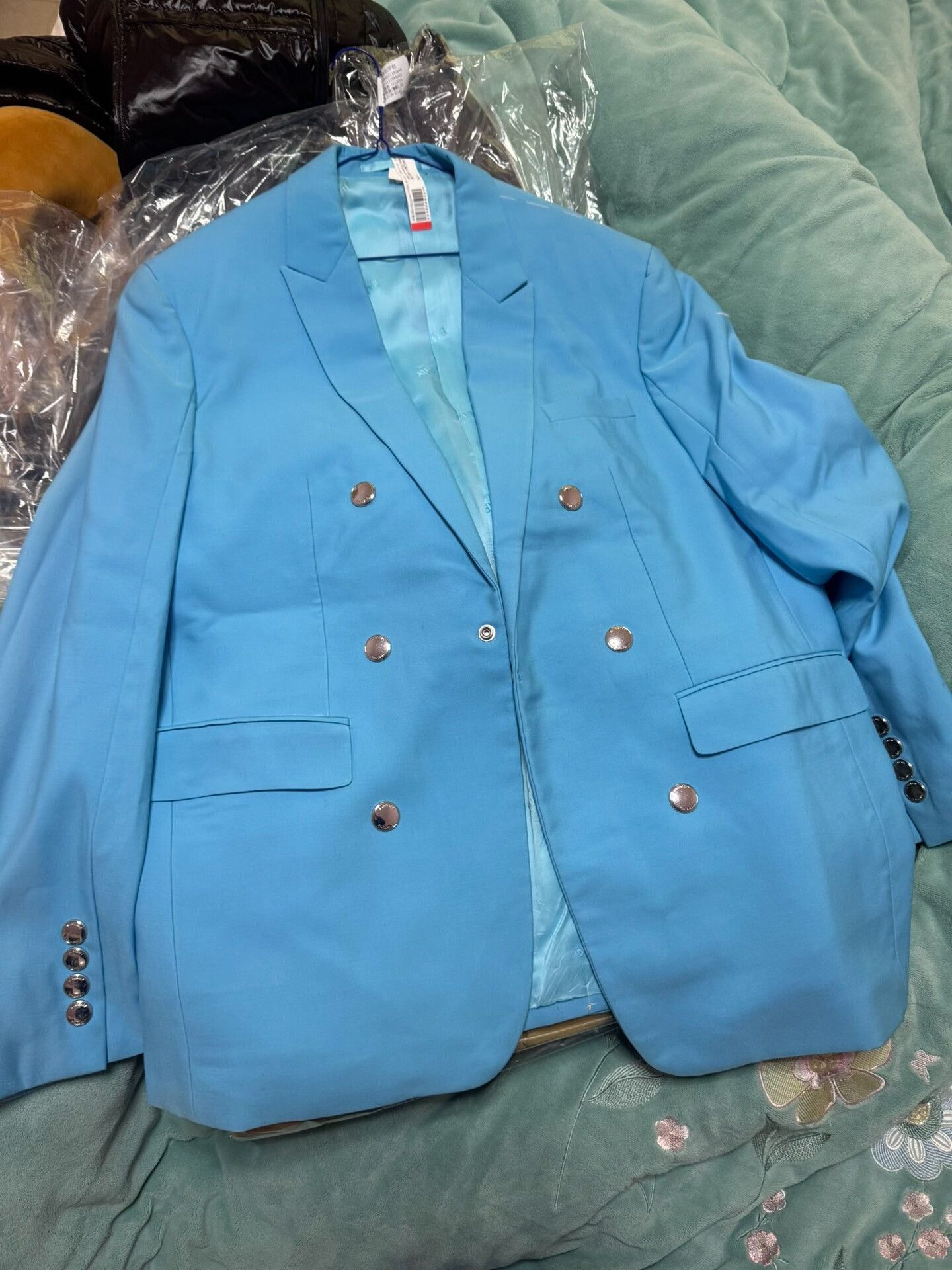 Burberry Prorsum Burberry Blue Double-Breasted Suit Jacket Size US L / EU 52-54 / 3 - 3 Thumbnail