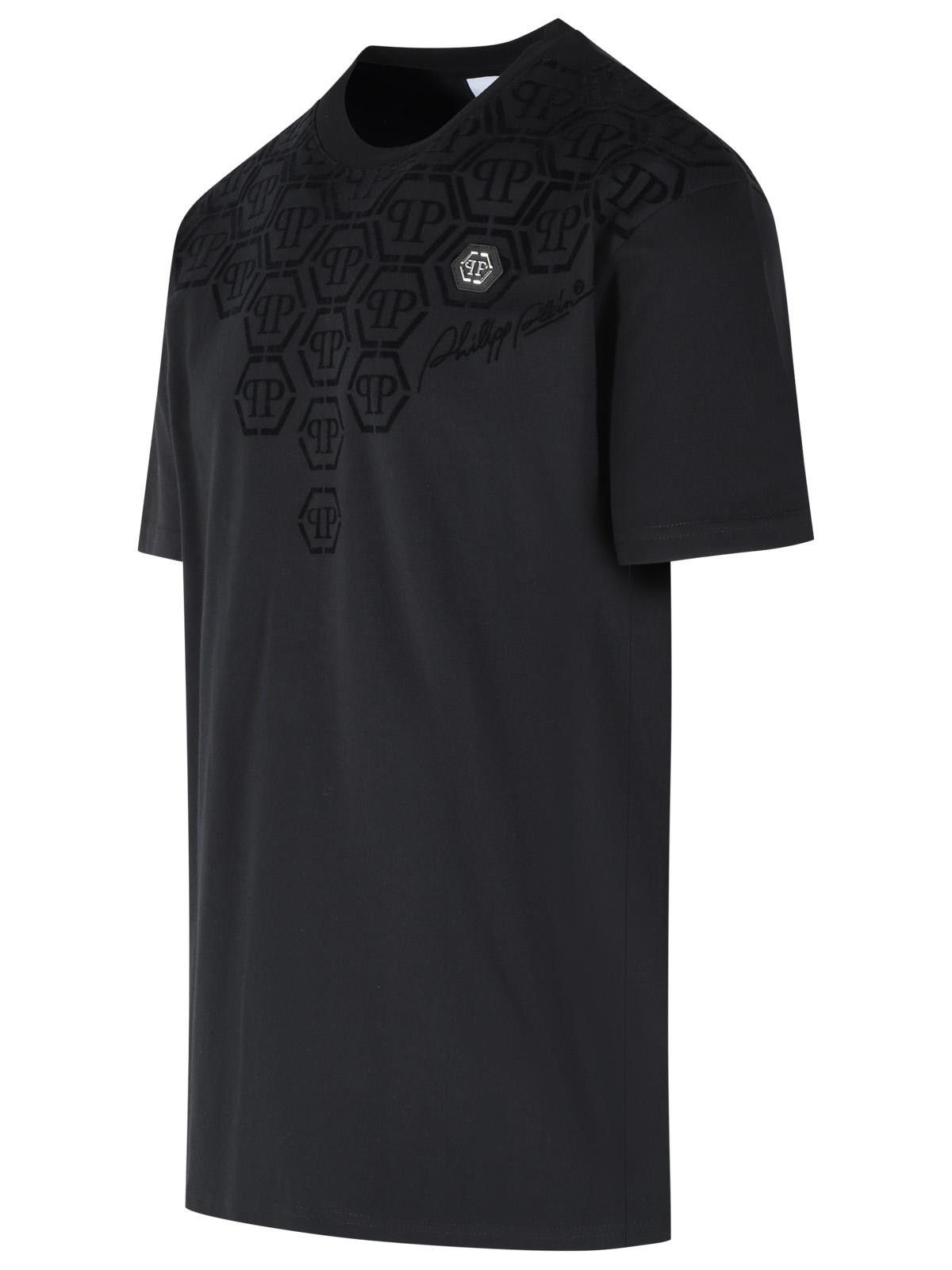 Philipp Plein PHILIPP PLEIN Black Cotton T-Shirt Size US M / EU 48-50 / 2 - 2 Thumbnail
