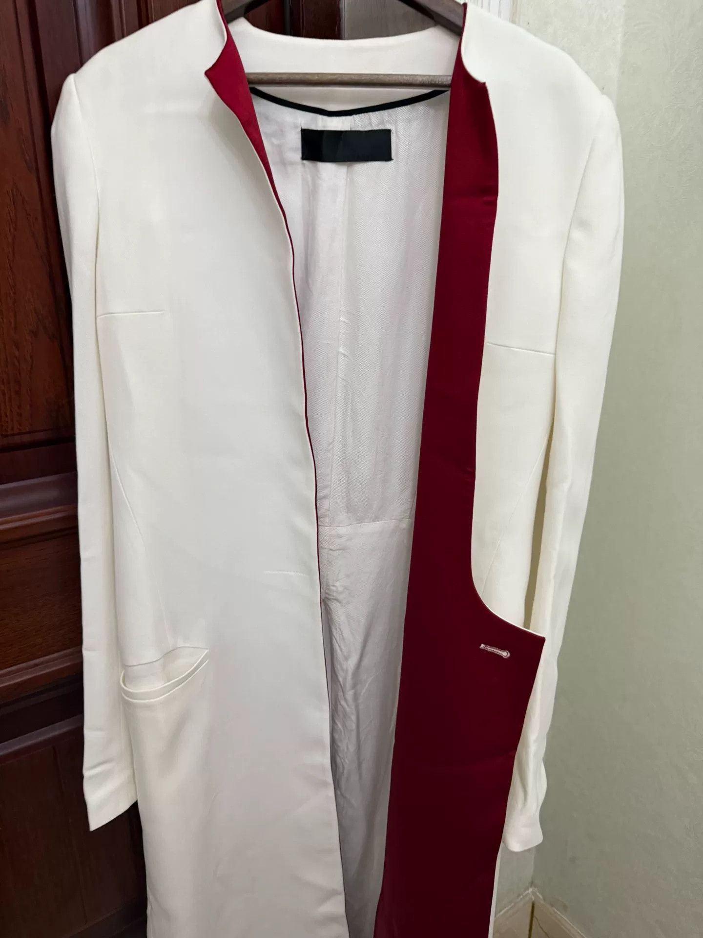 Haider Ackermann Stylish White Coat with Red Accents Size S / US 4 / IT 40 - 5 Thumbnail