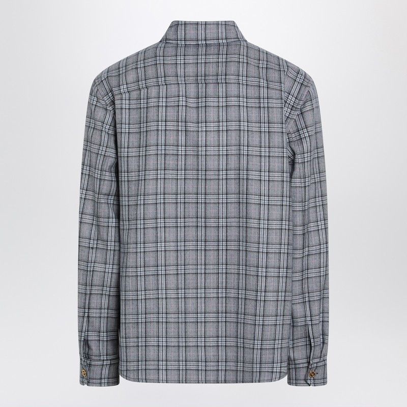 Versace Versace Light Blue Zip-Up Checked Shirt Size US L / EU 52-54 / 3 - 2 Thumbnail