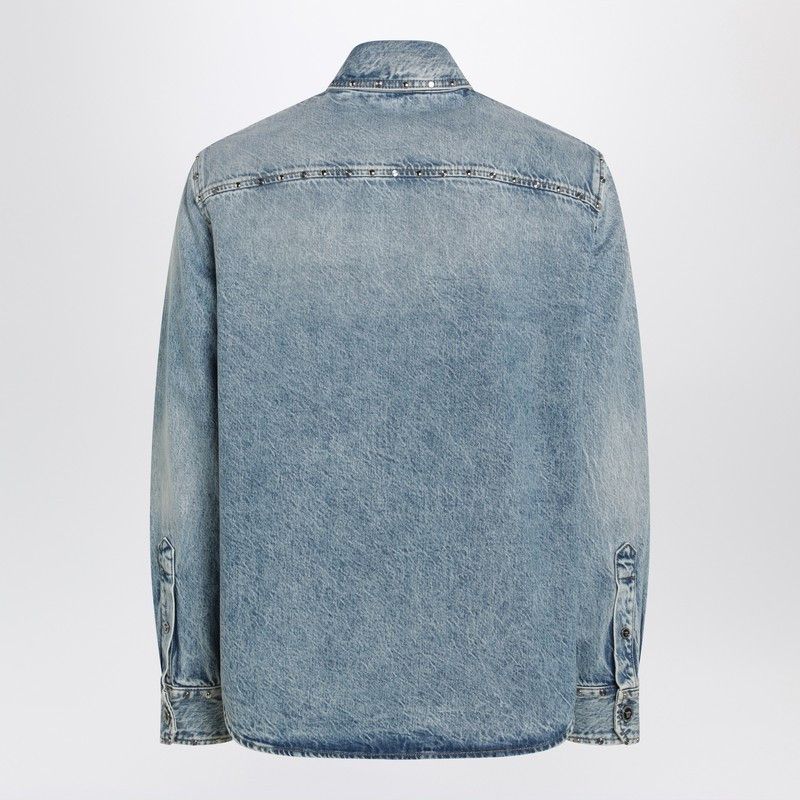 Versace Versace Light Blue Stone-Washed Denim Shirt With Studs Size US L / EU 52-54 / 3 - 2 Thumbnail