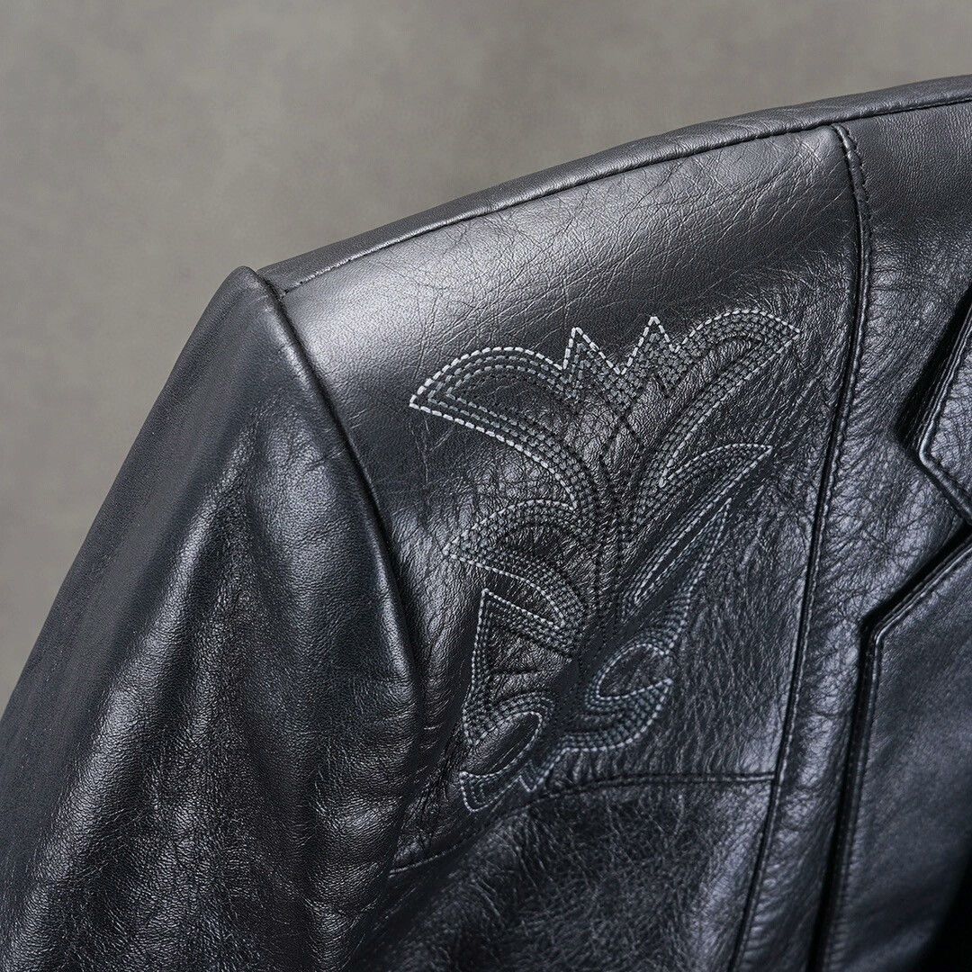 Yves Saint Laurent Saint Laurent Black Leather Blazer Jacket Size US L / EU 52-54 / 3 - 6 Thumbnail