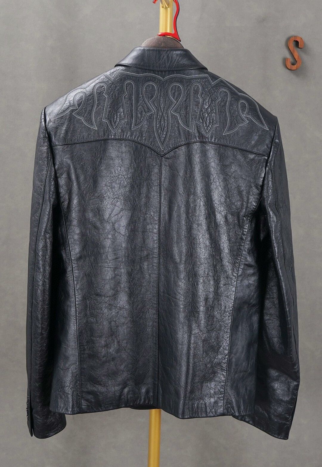 Yves Saint Laurent Saint Laurent Black Leather Blazer Jacket Size US L / EU 52-54 / 3 - 3 Thumbnail