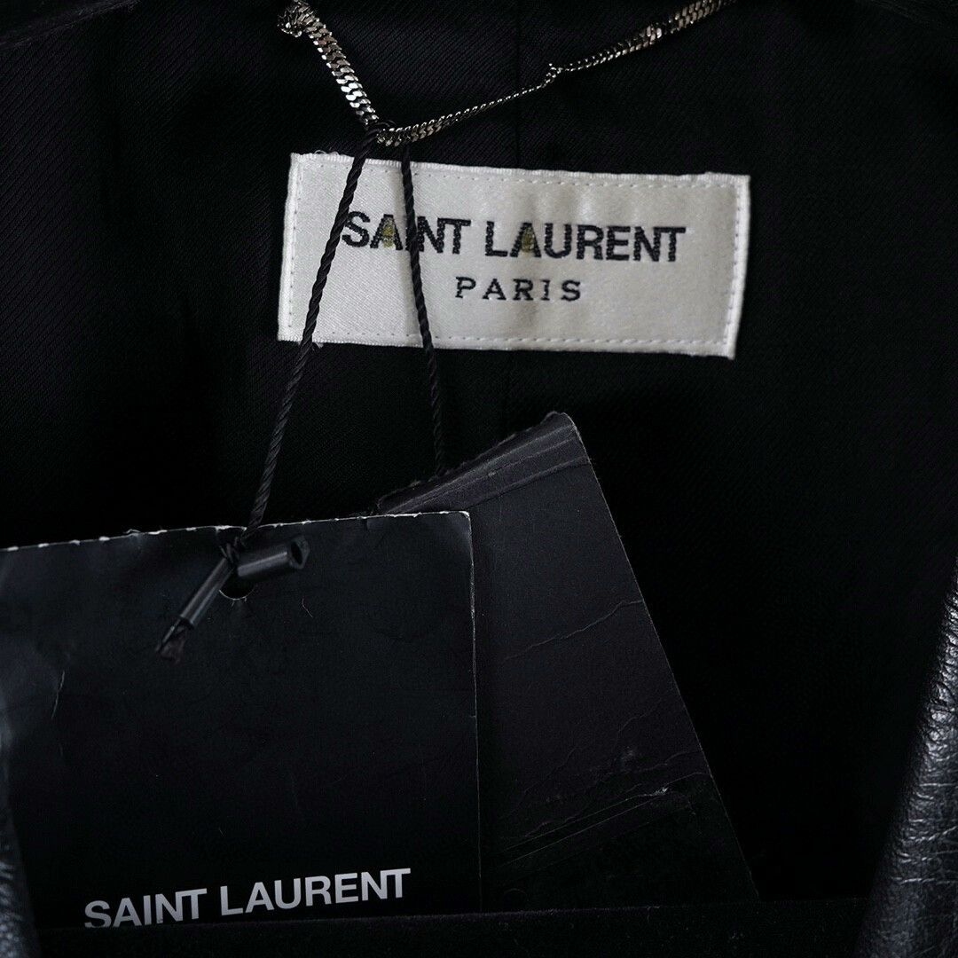 Yves Saint Laurent Saint Laurent Black Leather Blazer Jacket Size US L / EU 52-54 / 3 - 7 Thumbnail