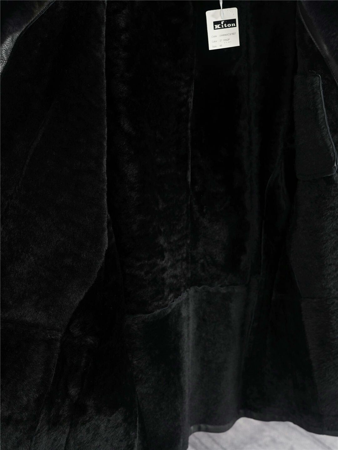 Kiton Black Shearling Leather Coat with Fur Collar Size US M / EU 48-50 / 2 - 5 Thumbnail