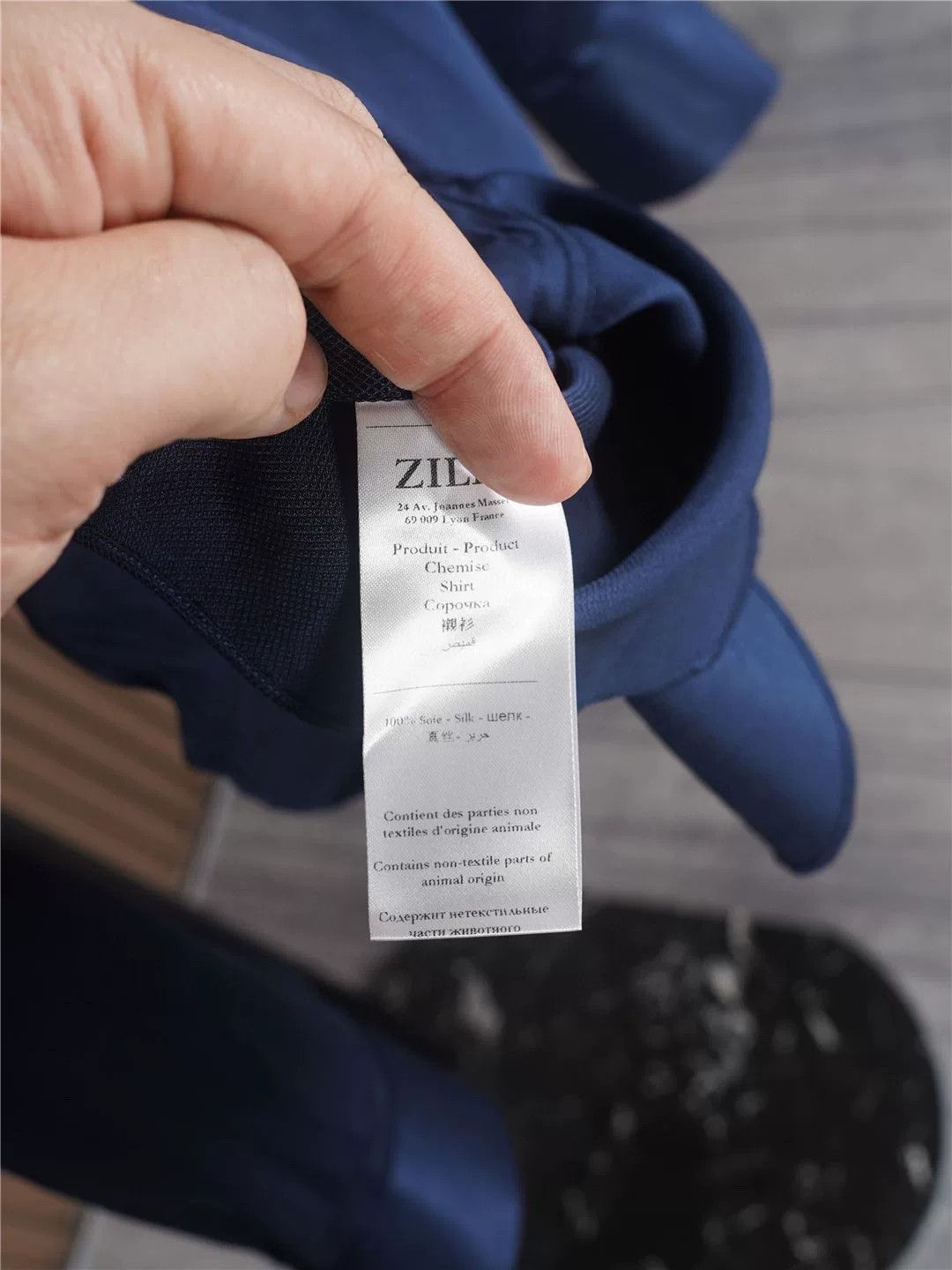 Zilli Navy Silk Shirt by Zilli Size US M / EU 48-50 / 2 - 8 Thumbnail