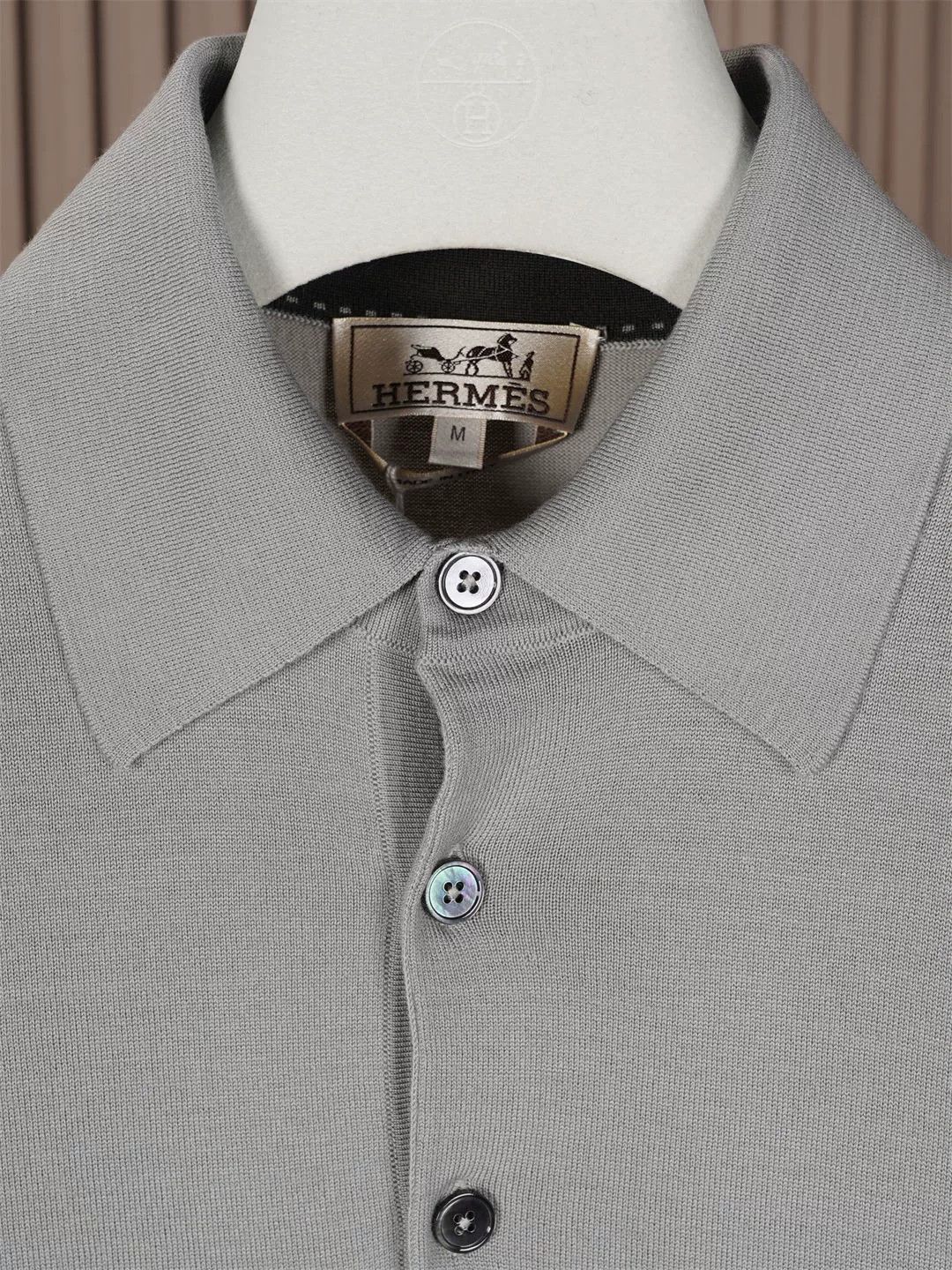 Hermes Hermes Men's Gray Knit Polo Shirt Size US M / EU 48-50 / 2 - 2 Thumbnail