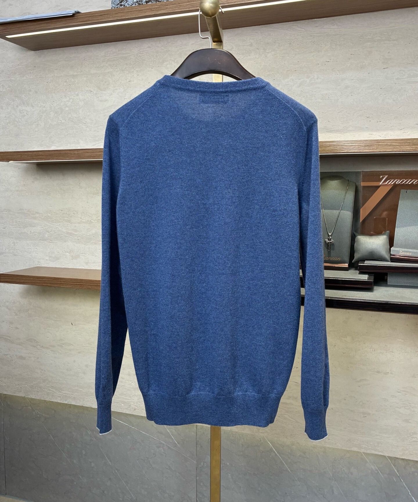 Brunello Cucinelli Brunello Cucinelli Blue Cashmere Sweater Size US M / EU 48-50 / 2 - 2 Thumbnail