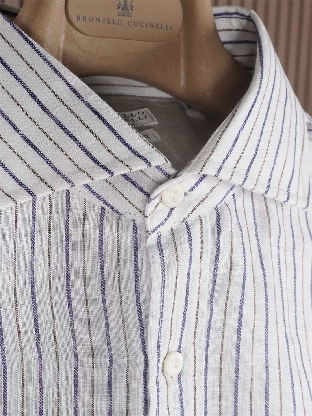Brunello Cucinelli Brunello Cucinelli Striped Linen Shirt Size US XL / EU 56 / 4 - 2 Thumbnail