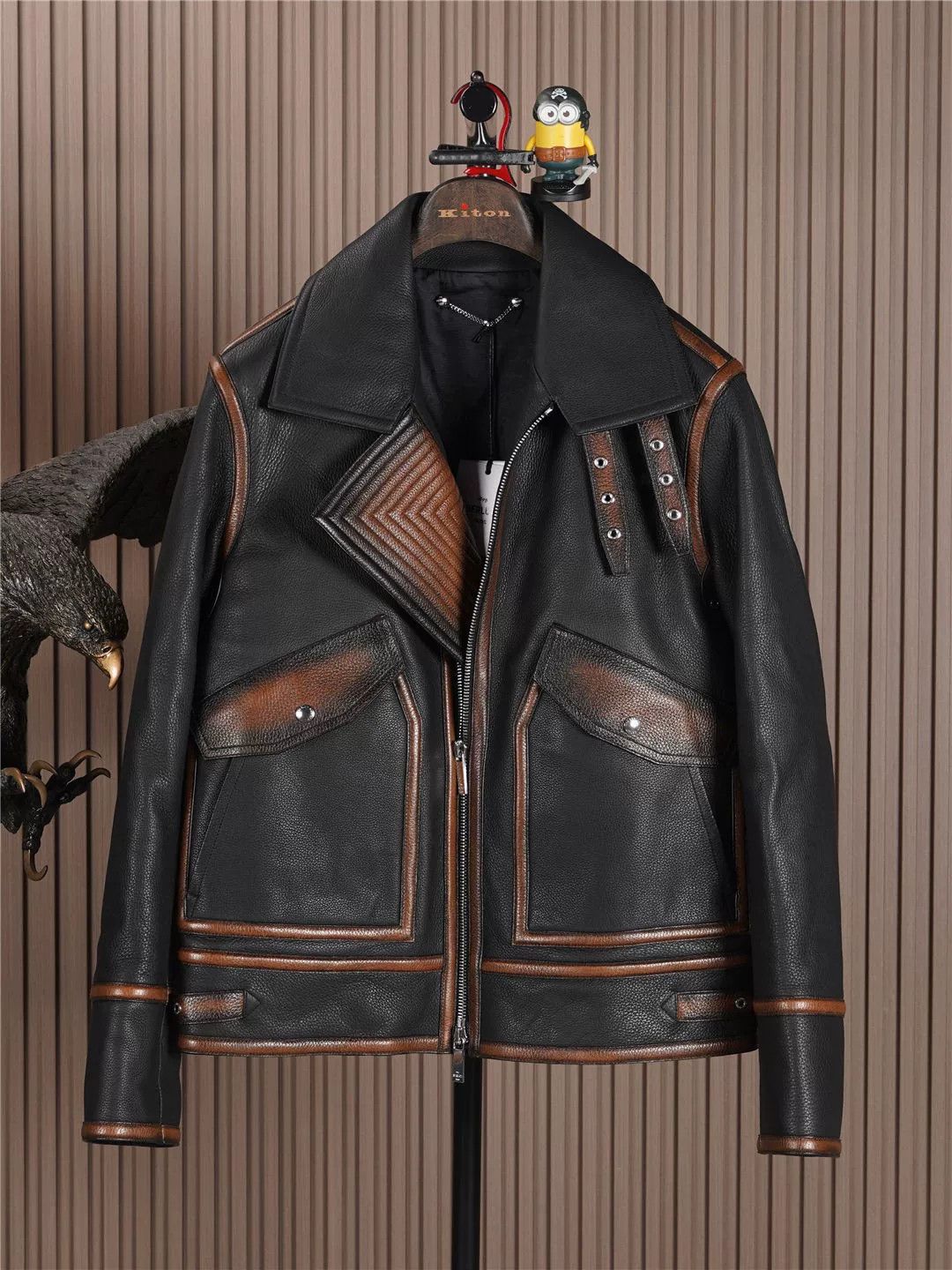Berluti Berluti Black Leather Jacket with Color Detailing Size US S / EU 44-46 / 1 - 2 Thumbnail