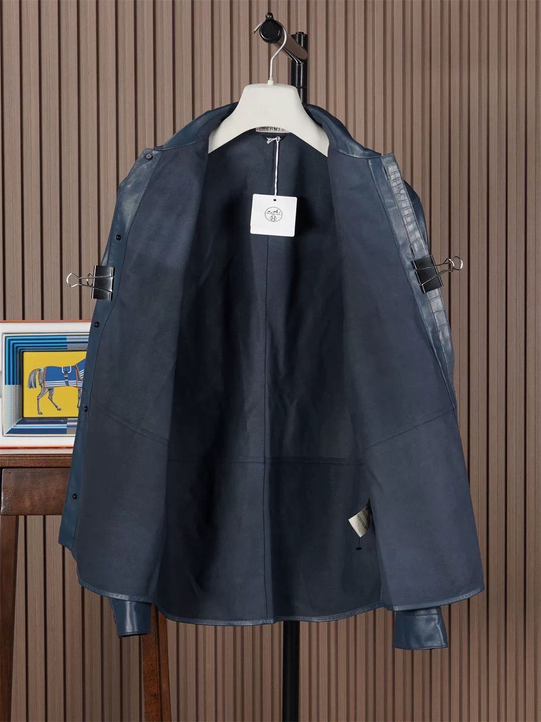 Hermes Hermes Men's Midnight Blue Leather Jacket Size US M / EU 48-50 / 2 - 3 Thumbnail