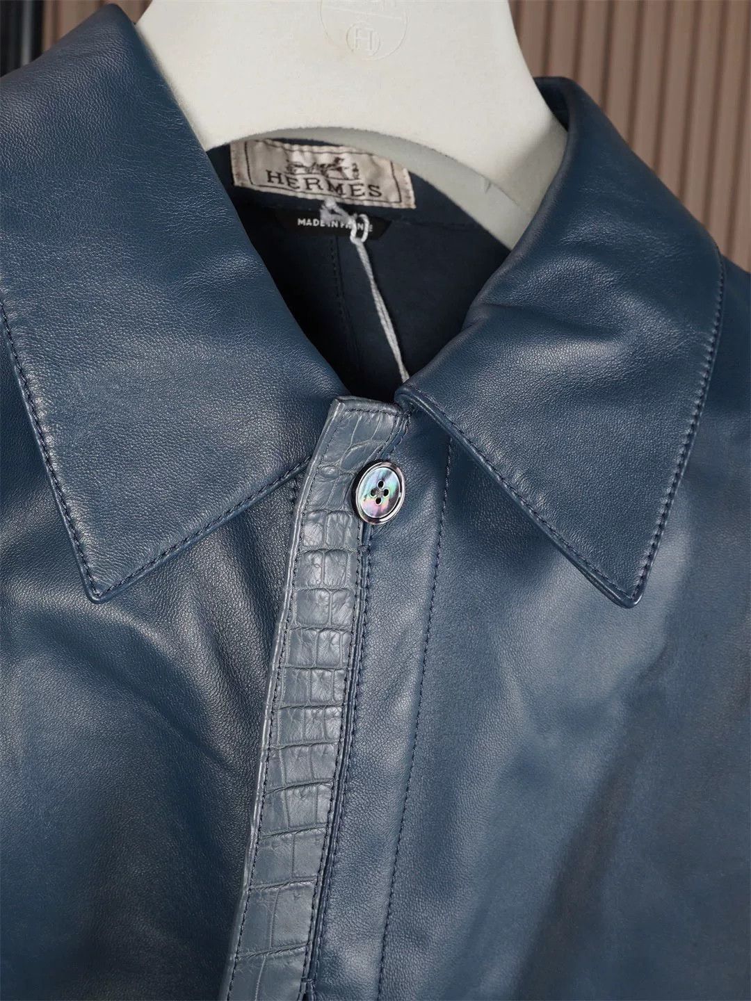Hermes Hermes Men's Midnight Blue Leather Jacket Size US M / EU 48-50 / 2 - 4 Thumbnail