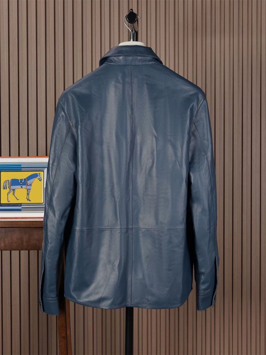 Hermes Hermes Men's Midnight Blue Leather Jacket Size US M / EU 48-50 / 2 - 2 Thumbnail