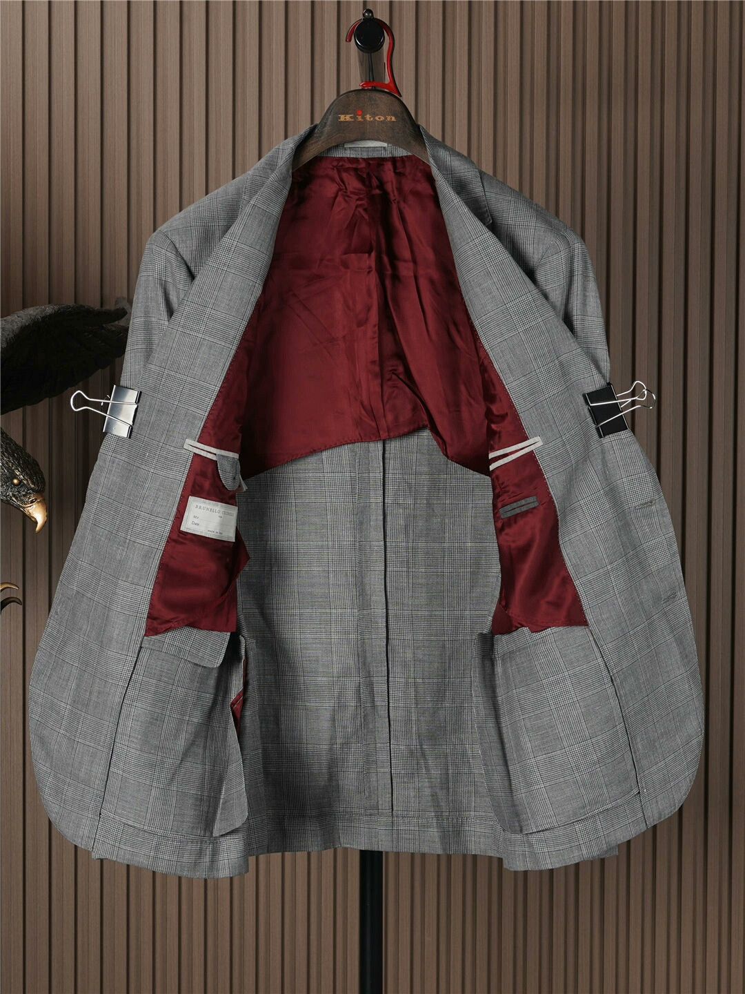 Brunello Cucinelli Brunello Cucinelli Men's Gray Plaid Suit Size US M / EU 48-50 / 2 - 2 Thumbnail
