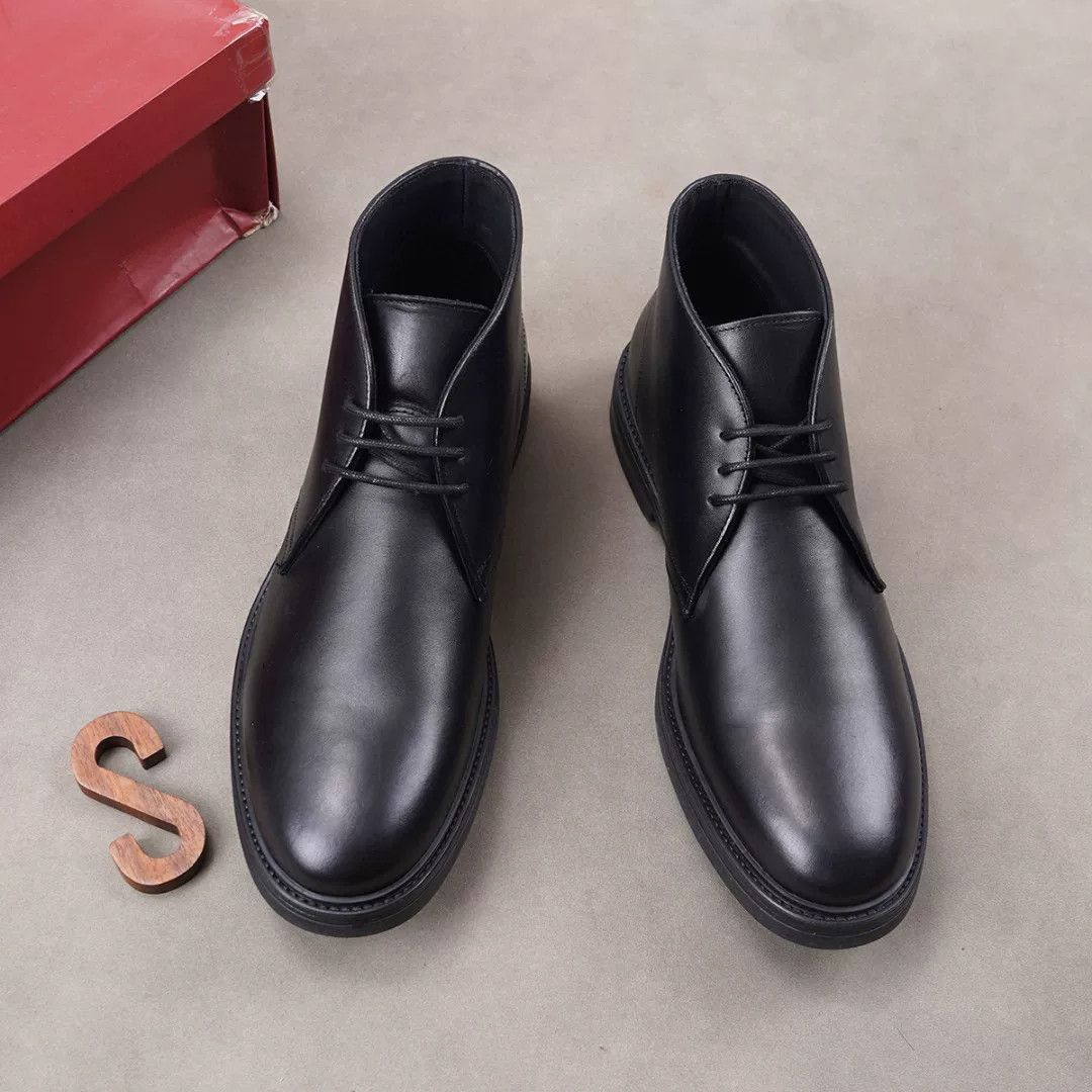 Testoni Black Leather Chukka Boots by A Testoni Size US 11 / EU 44 - 2 Thumbnail