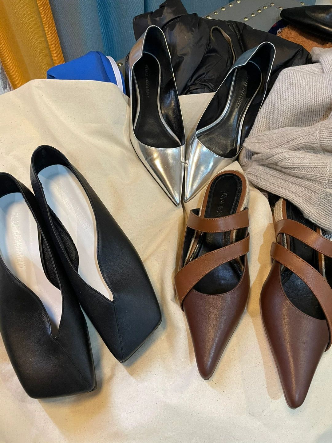 Haider Ackermann Silver Pointed Toe Flats by Haider Ackermann Size US 6 / IT 36 - 9 Thumbnail