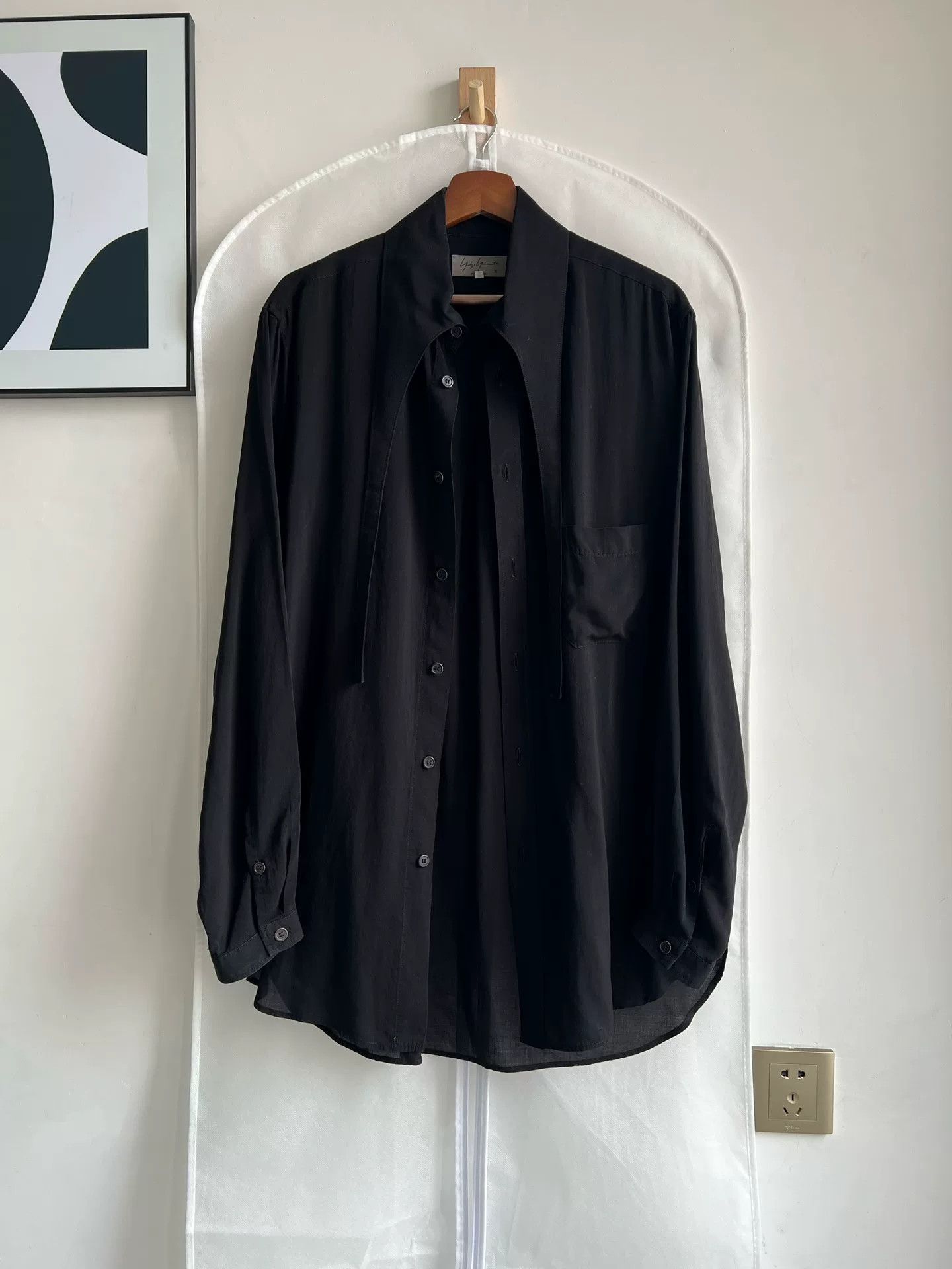 Yohji Yamamoto Yohji Yamamoto Black Tencel Shirt Size US M / EU 48-50 / 2 - 3 Thumbnail