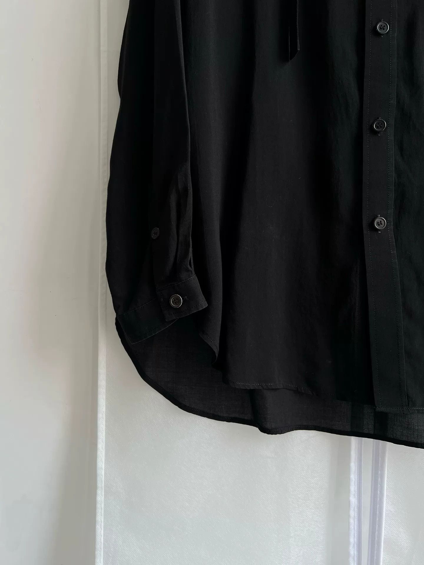 Yohji Yamamoto Yohji Yamamoto Black Tencel Shirt Size US M / EU 48-50 / 2 - 6 Thumbnail