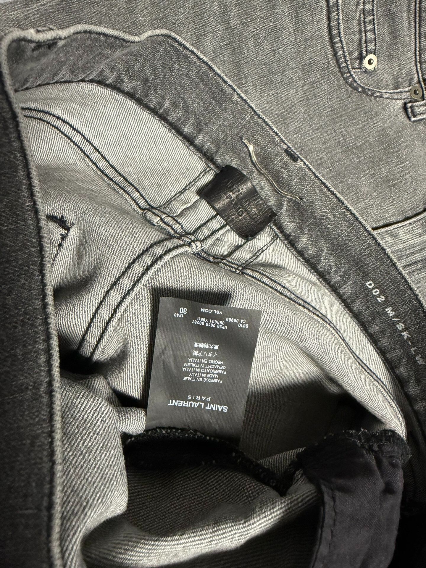 Saint Laurent Paris Saint Laurent Gray Wash Denim Pants Size US 30 / EU 46 - 3 Thumbnail