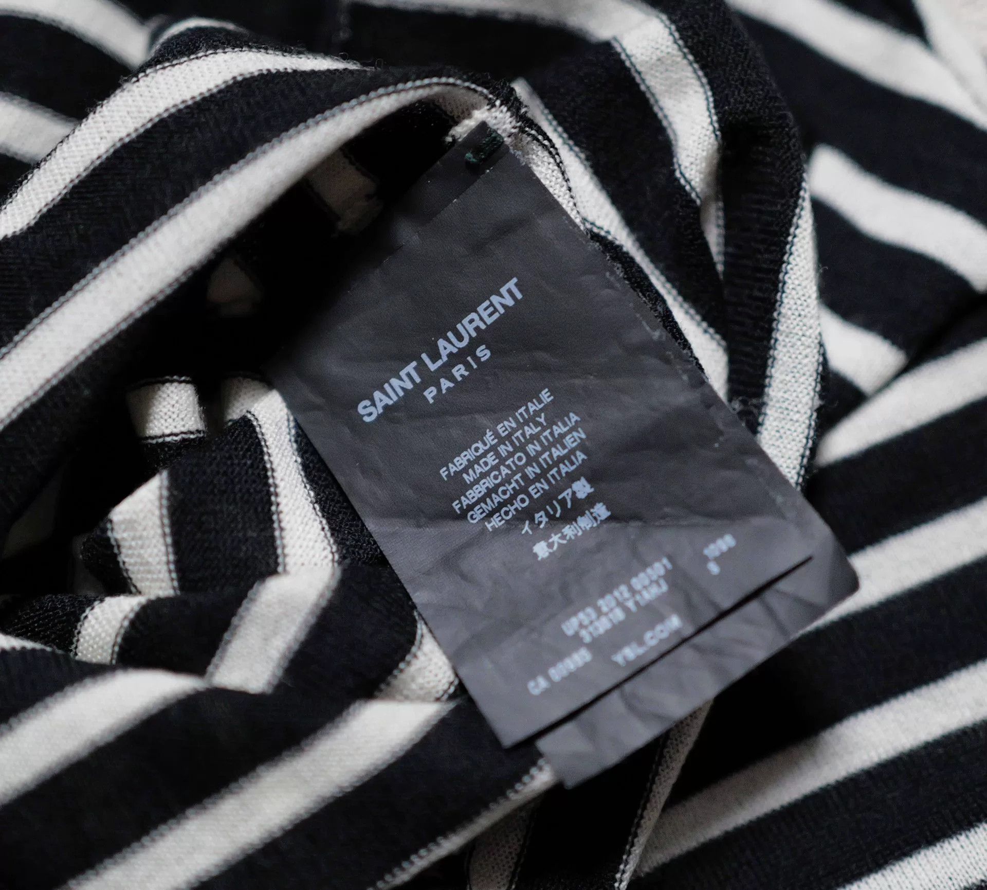 Saint Laurent Paris Saint Laurent Striped Merino Wool Pocket Tee Size US S / EU 44-46 / 1 - 4 Thumbnail