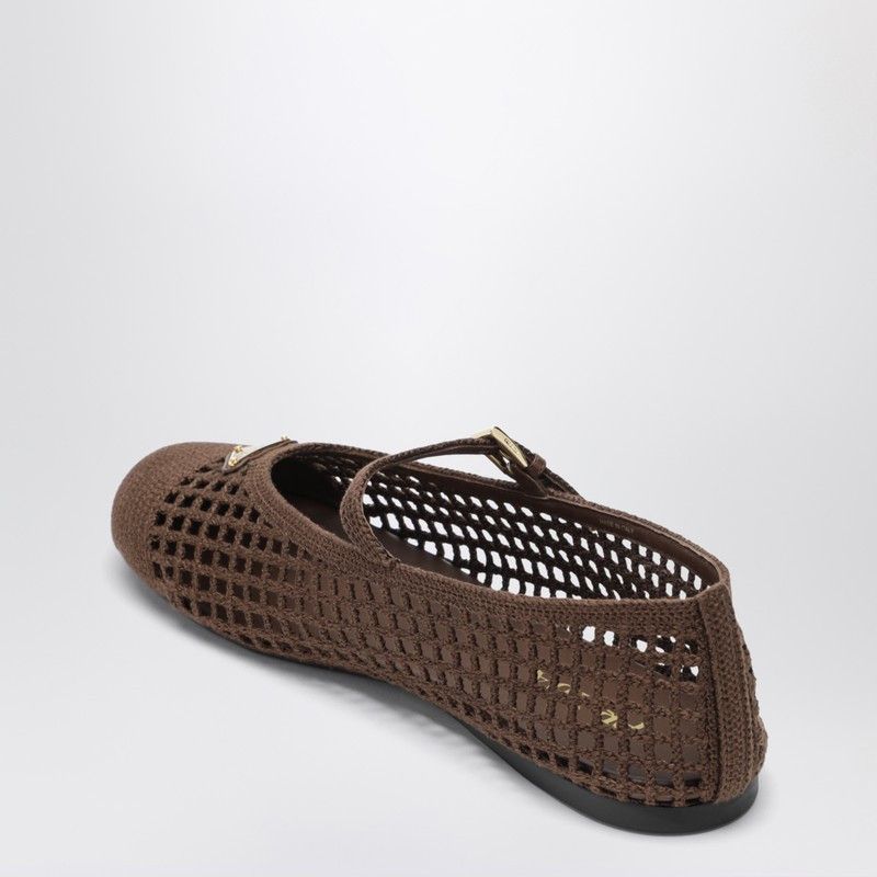Prada Prada Cocoa-Colored Crochet Knit Ballerina Flats Size US 6 / IT 36 - 2 Thumbnail