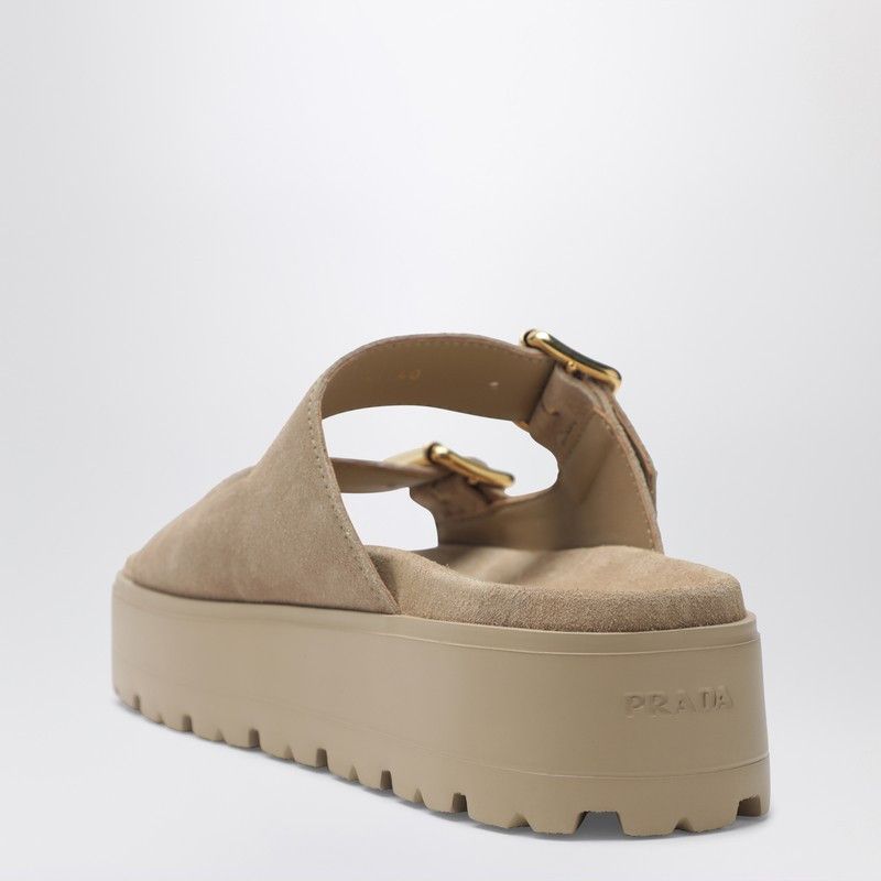 Prada Prada Ecru Suede Sandals Size US 7.5 / IT 37.5 - 2 Thumbnail