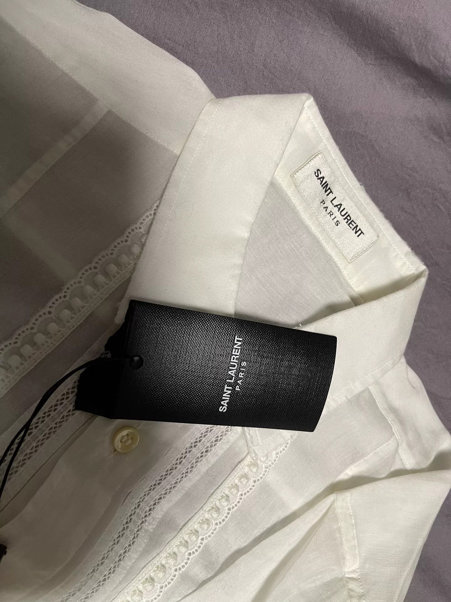 Saint Laurent Paris Saint Laurent Vintage Distressed Embroidered Shirt Size US S / EU 44-46 / 1 - 3 Thumbnail