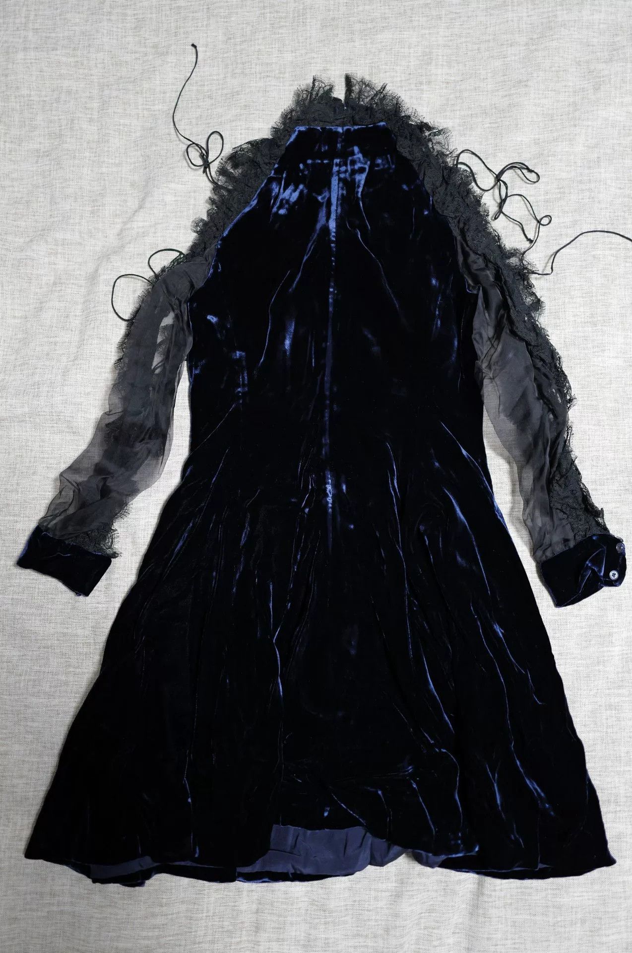 Dior Christian Dior Midnight Blue Velvet Lace Dress Size XS / US 0-2 / IT 36-38 - 3 Thumbnail