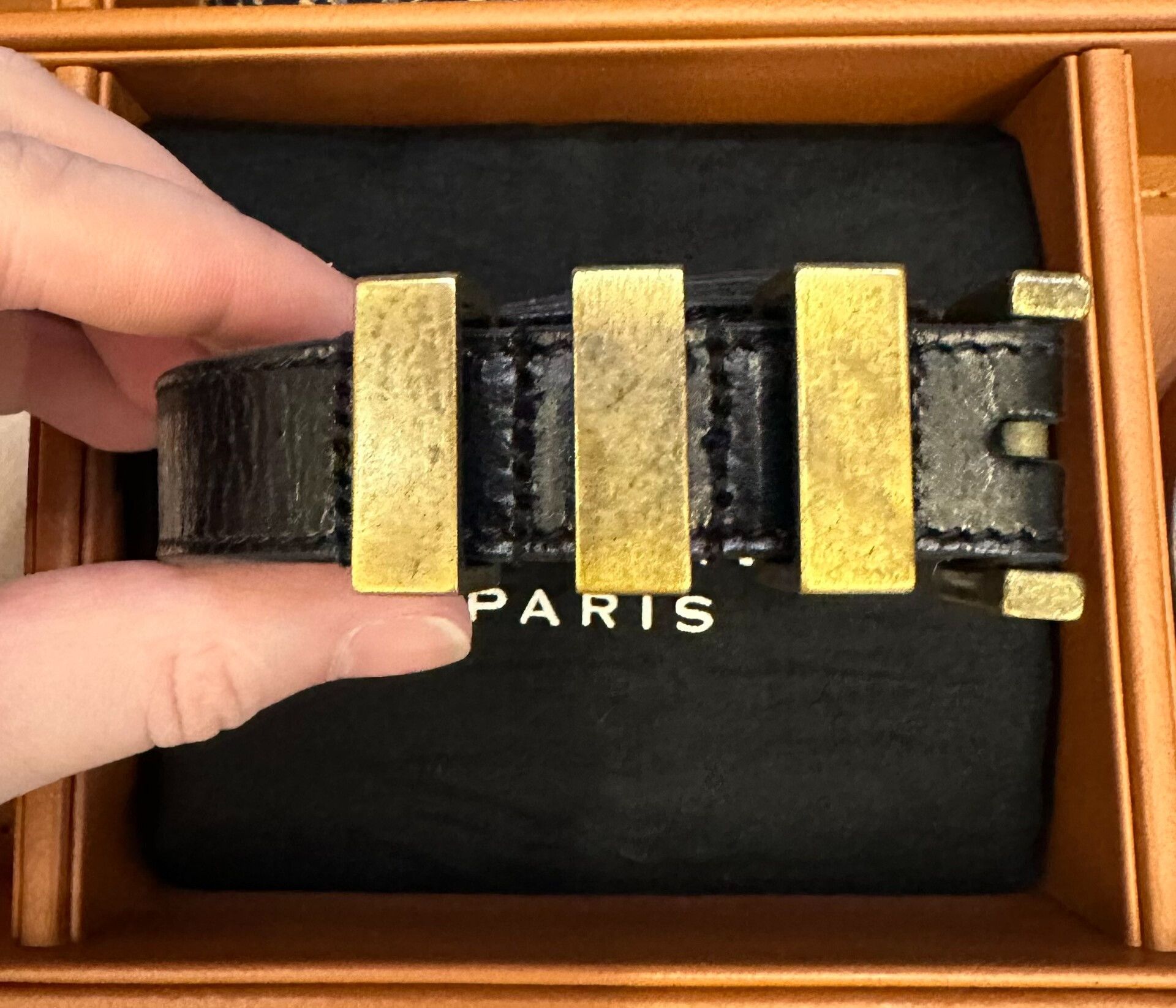 Saint Laurent Paris SLP Three-Section Gold Buckle Belt Size ONE SIZE - 3 Thumbnail