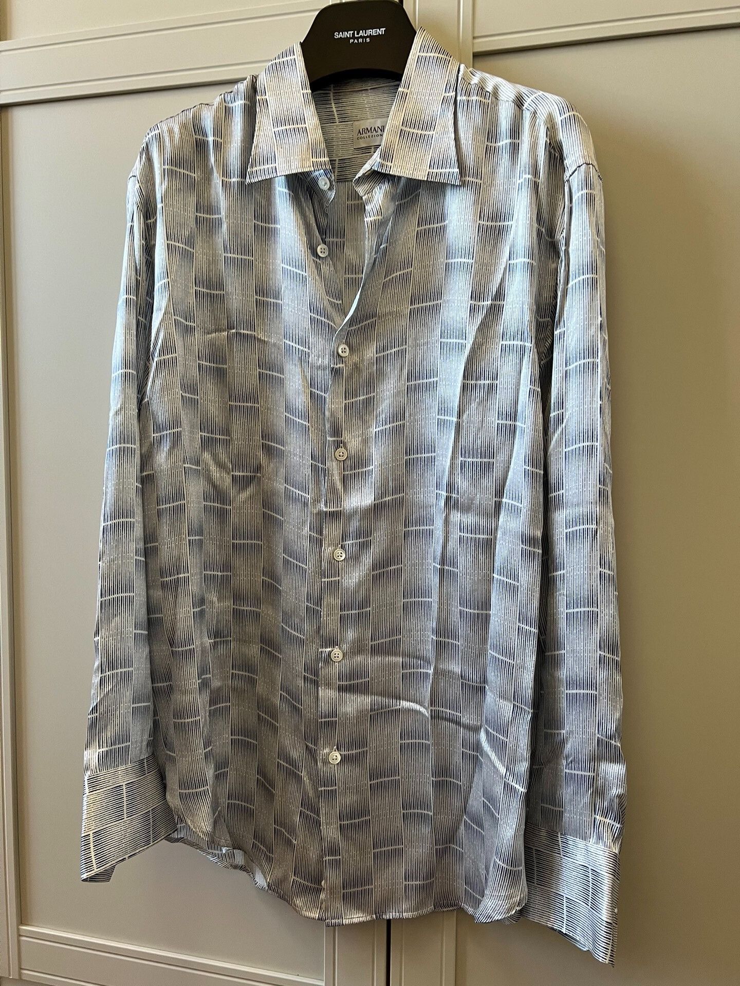 Armani Armani Silk Shirt with Unique Pattern Size L / US 10 / IT 46 - 3 Thumbnail
