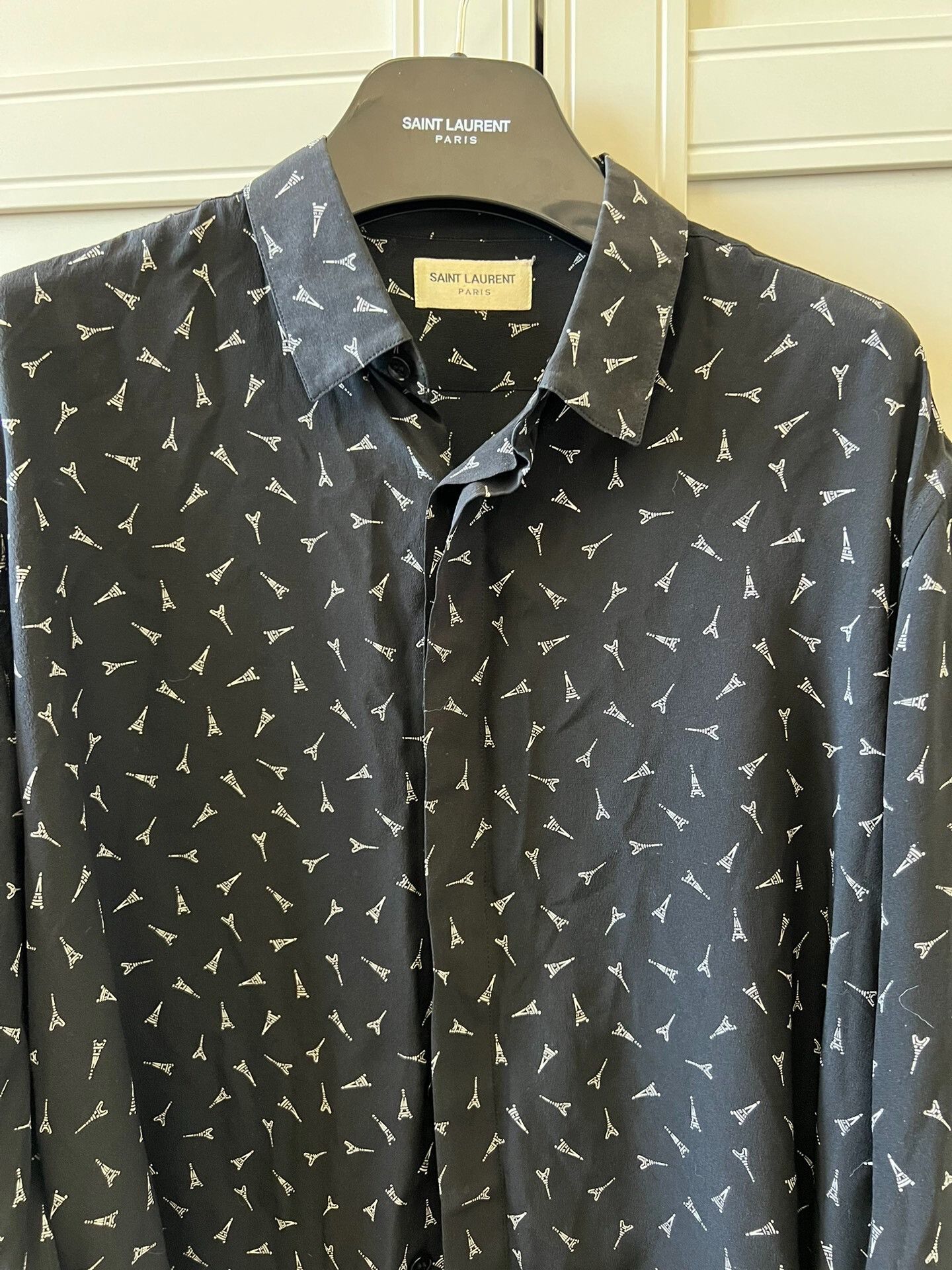 Saint Laurent Paris Saint Laurent Eiffel Tower Print Shirt Size US M / EU 48-50 / 2 - 4 Thumbnail