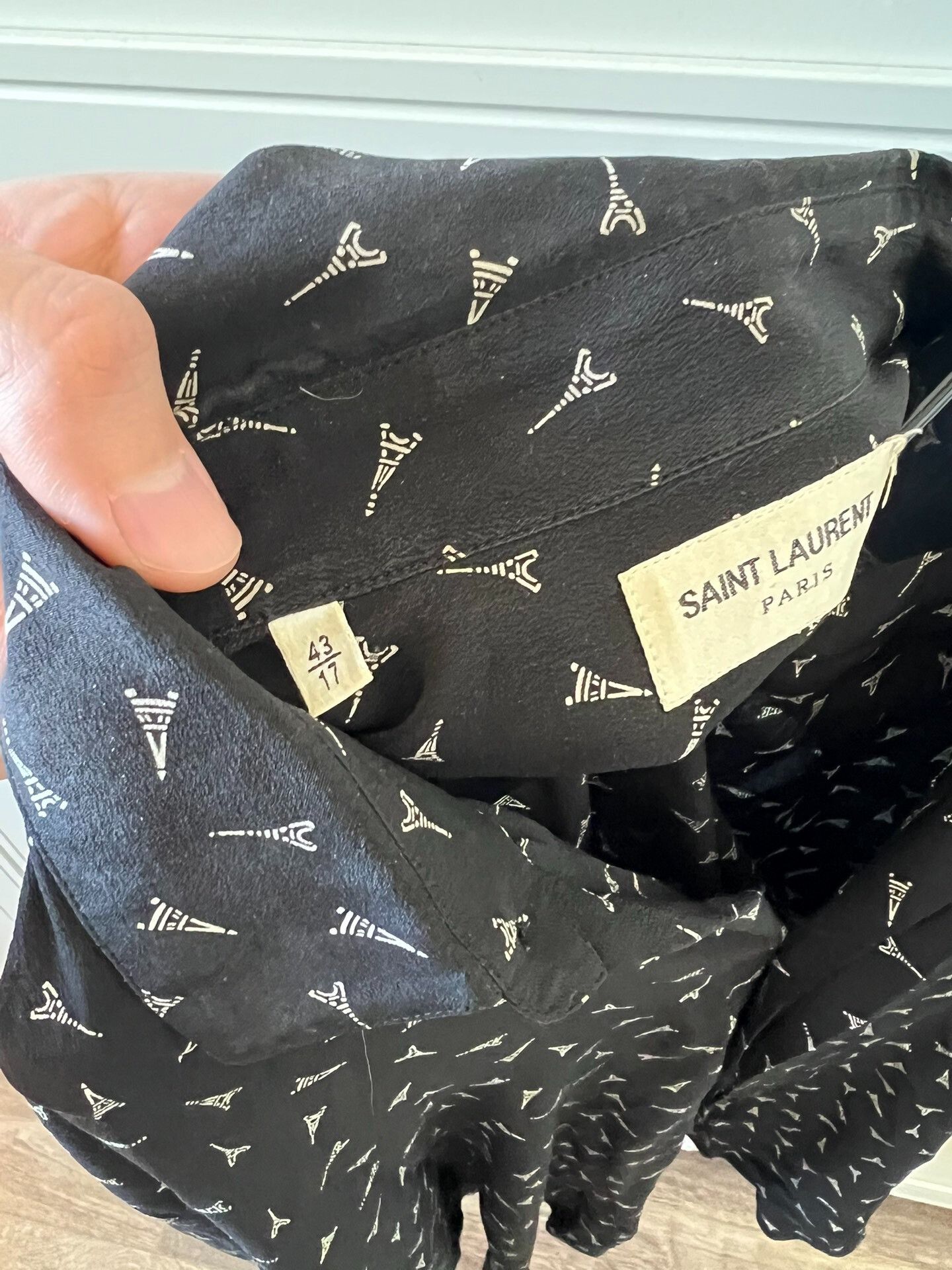 Saint Laurent Paris Saint Laurent Eiffel Tower Print Shirt Size US M / EU 48-50 / 2 - 5 Thumbnail