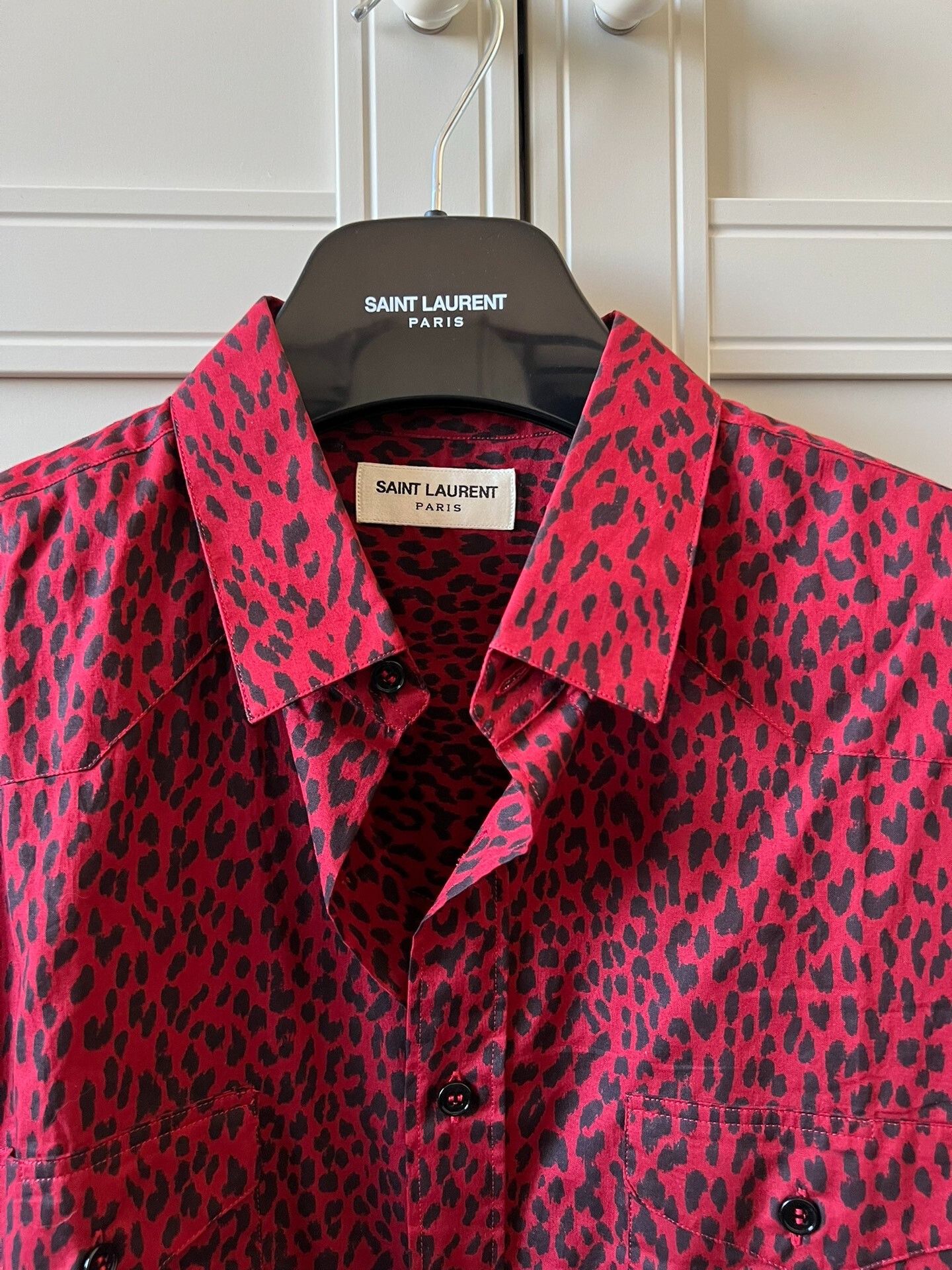 Saint Laurent Paris Saint Laurent Red Leopard Print Shirt Size M / US 6-8 / IT 42-44 - 3 Thumbnail