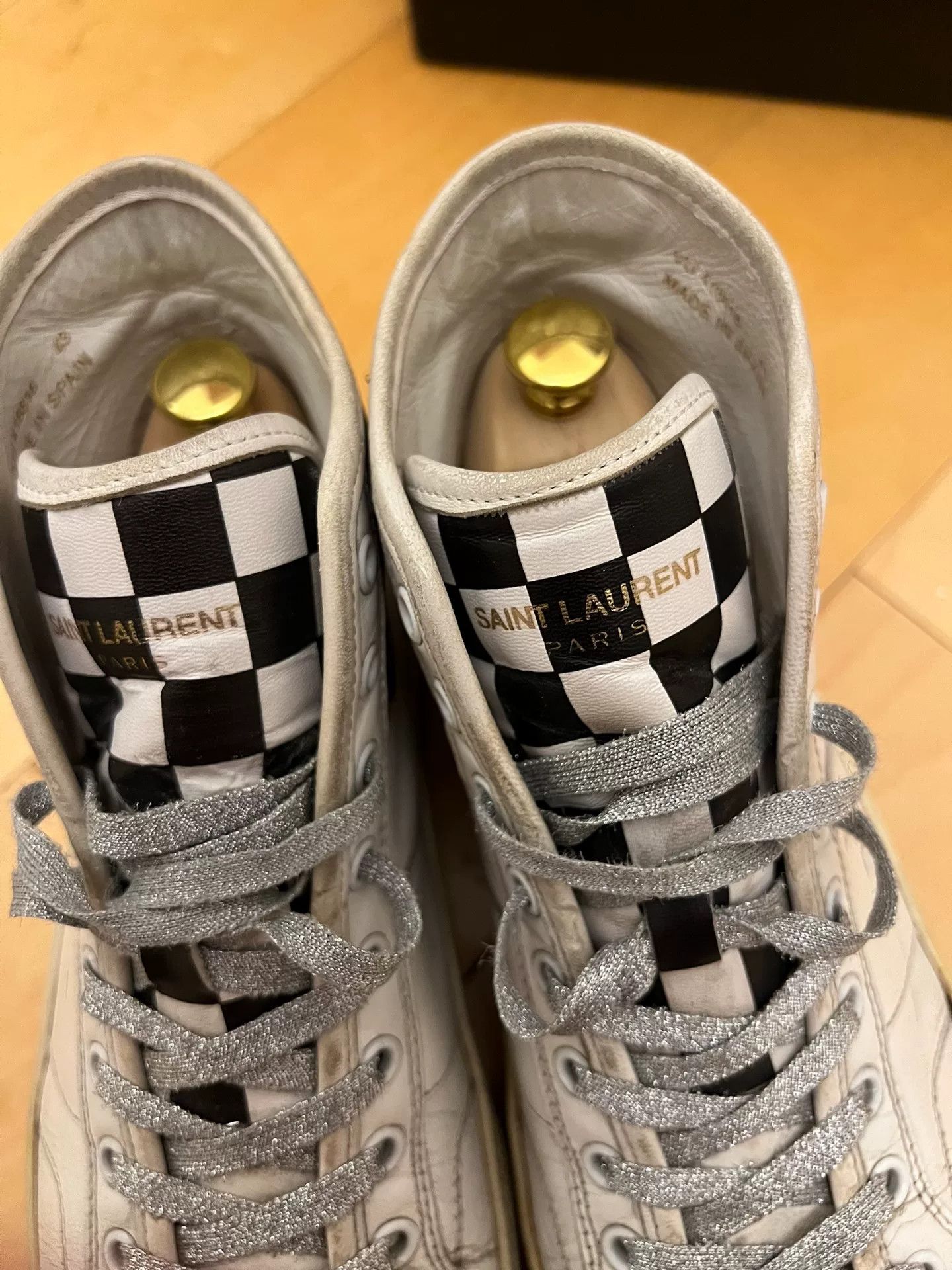Saint Laurent High Top Distressed Sneakers