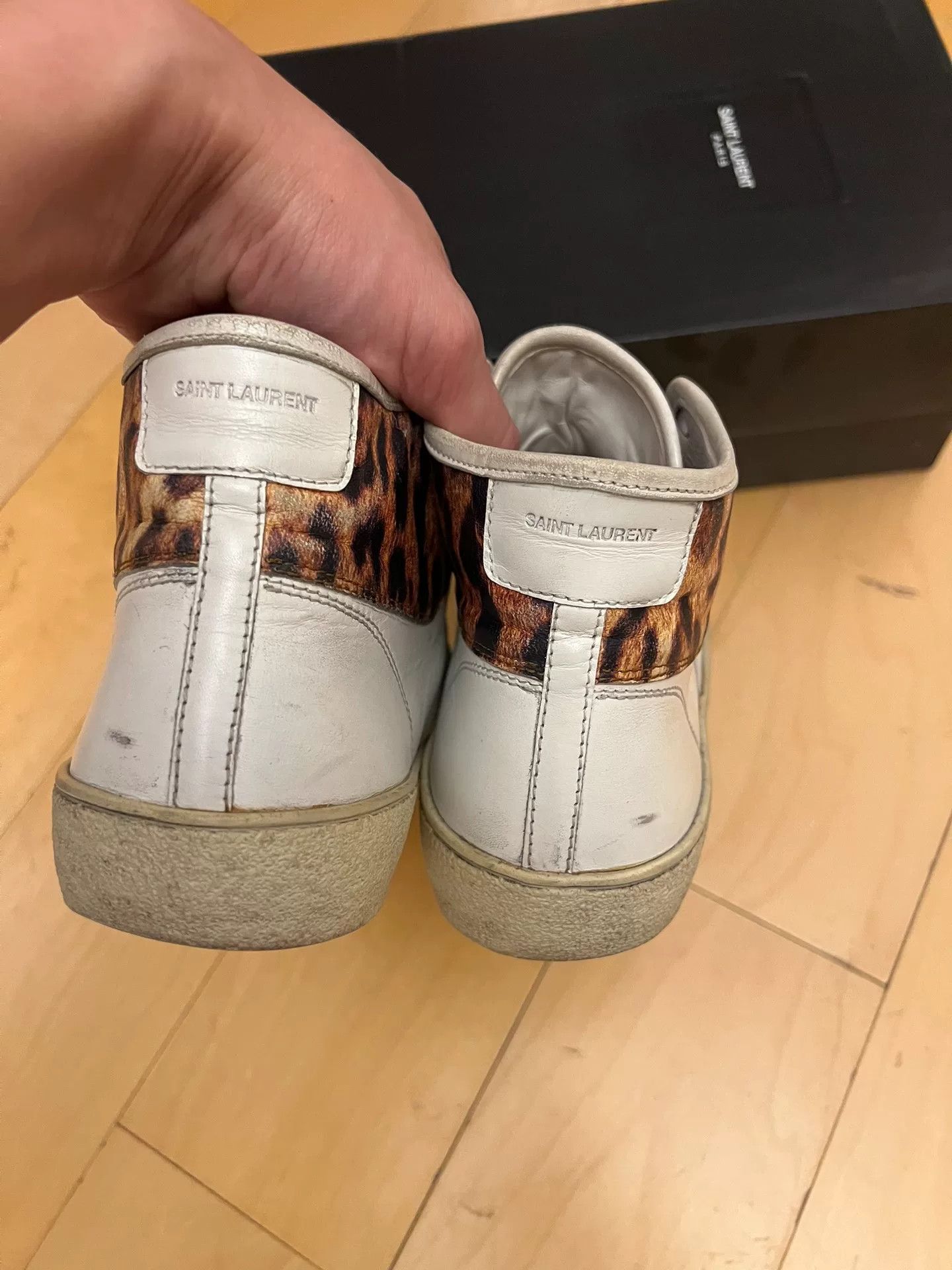 Saint Laurent High Top Distressed Sneakers