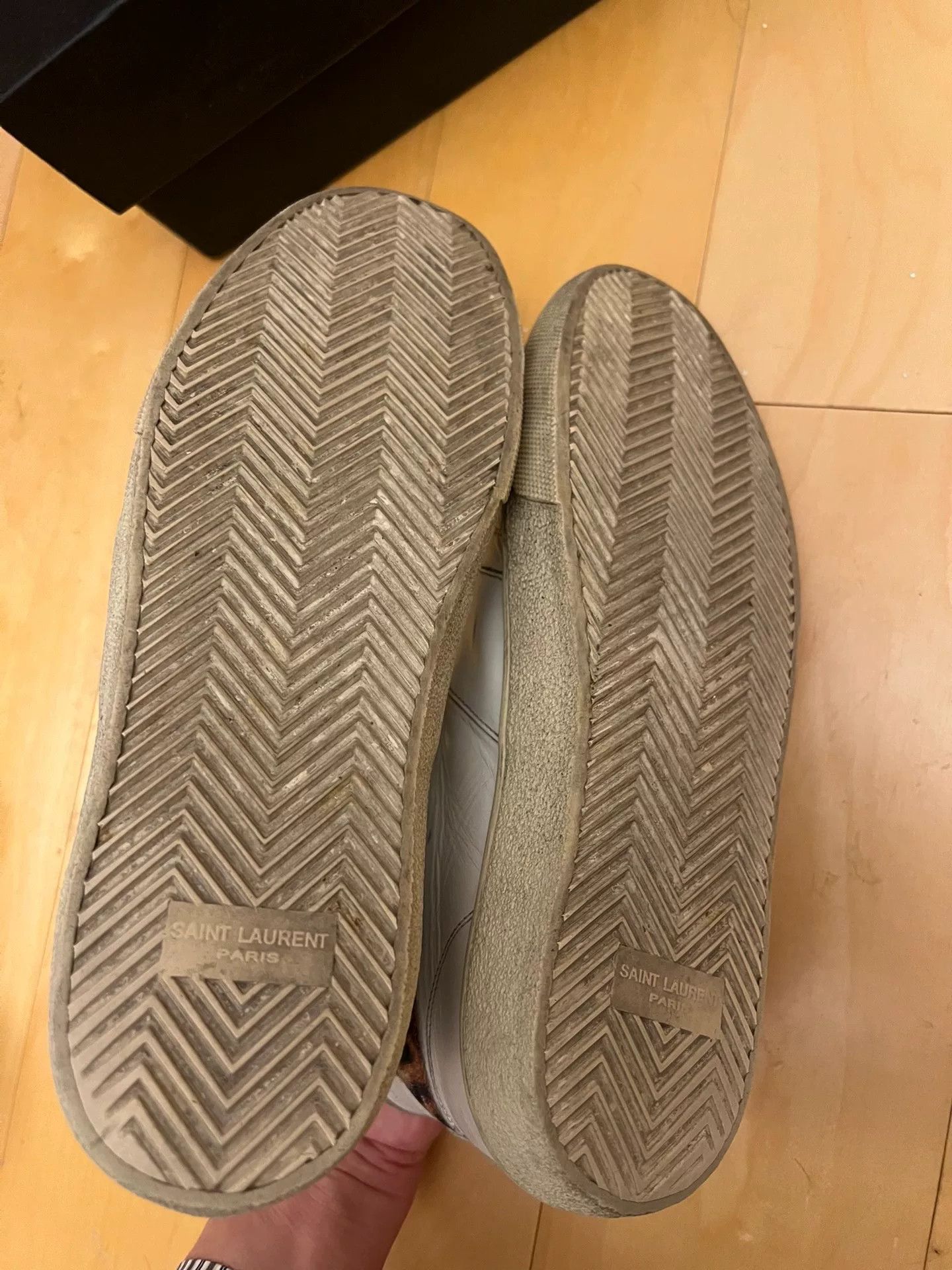 Saint Laurent High Top Distressed Sneakers