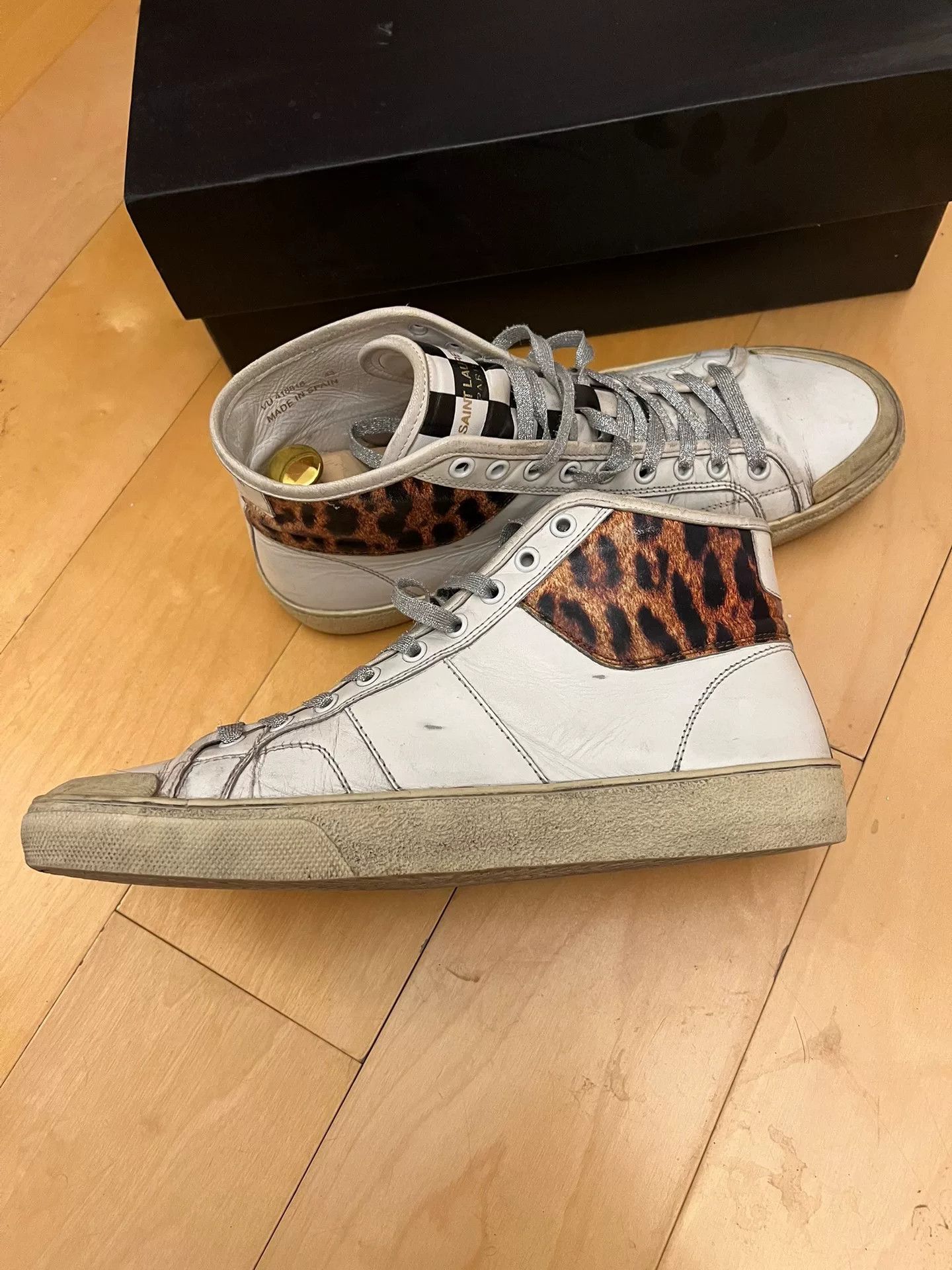 Saint Laurent High Top Distressed Sneakers