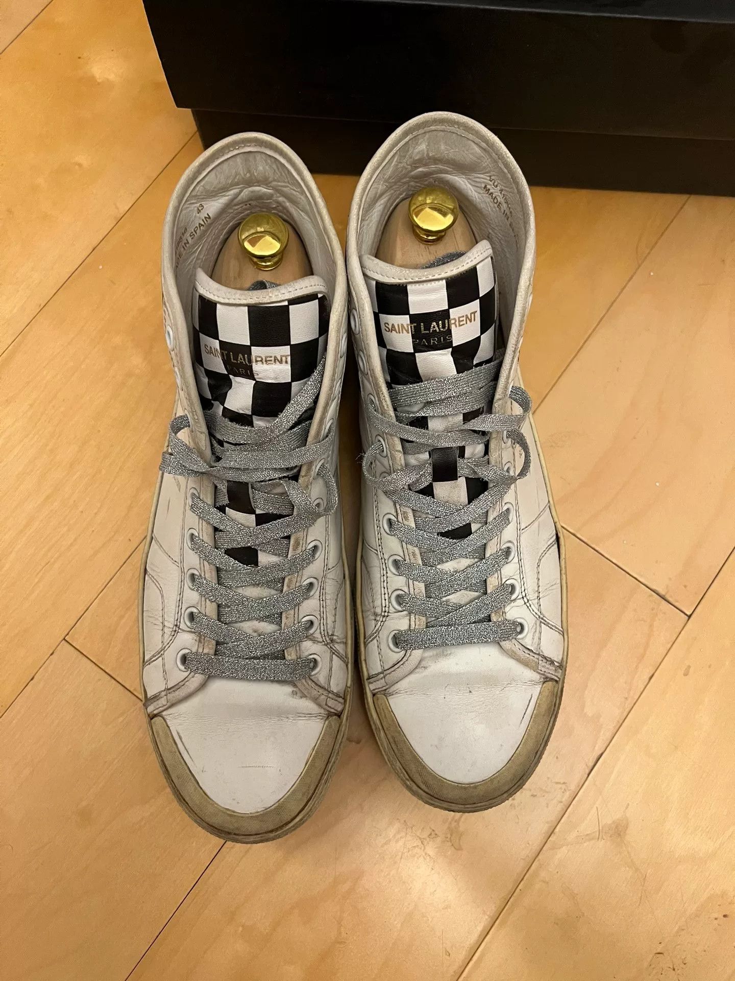 Saint Laurent High Top Distressed Sneakers