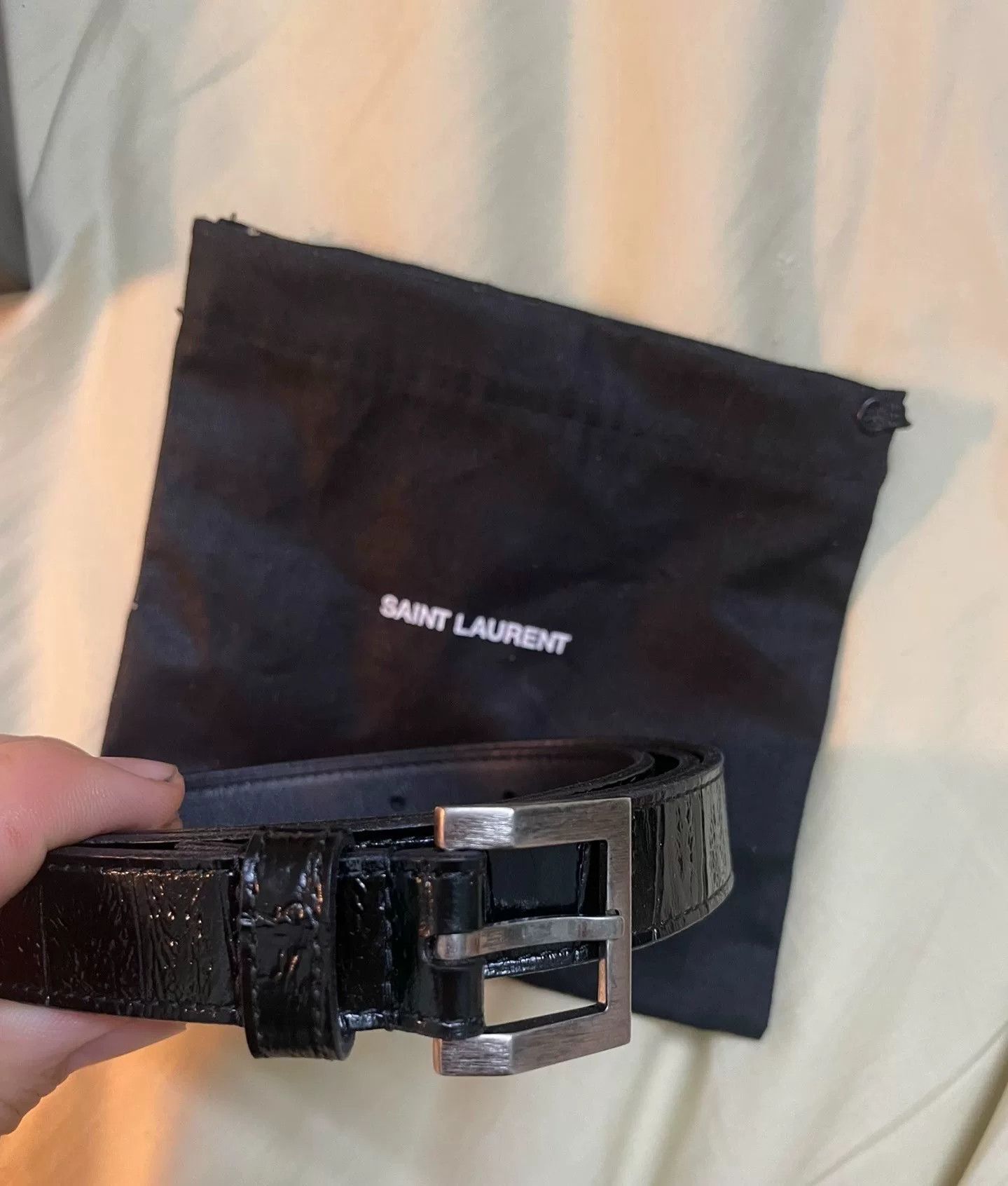 Yves Saint Laurent Saint Laurent Crocodile Pattern Belt Unisex Size ONE SIZE - 2 Thumbnail