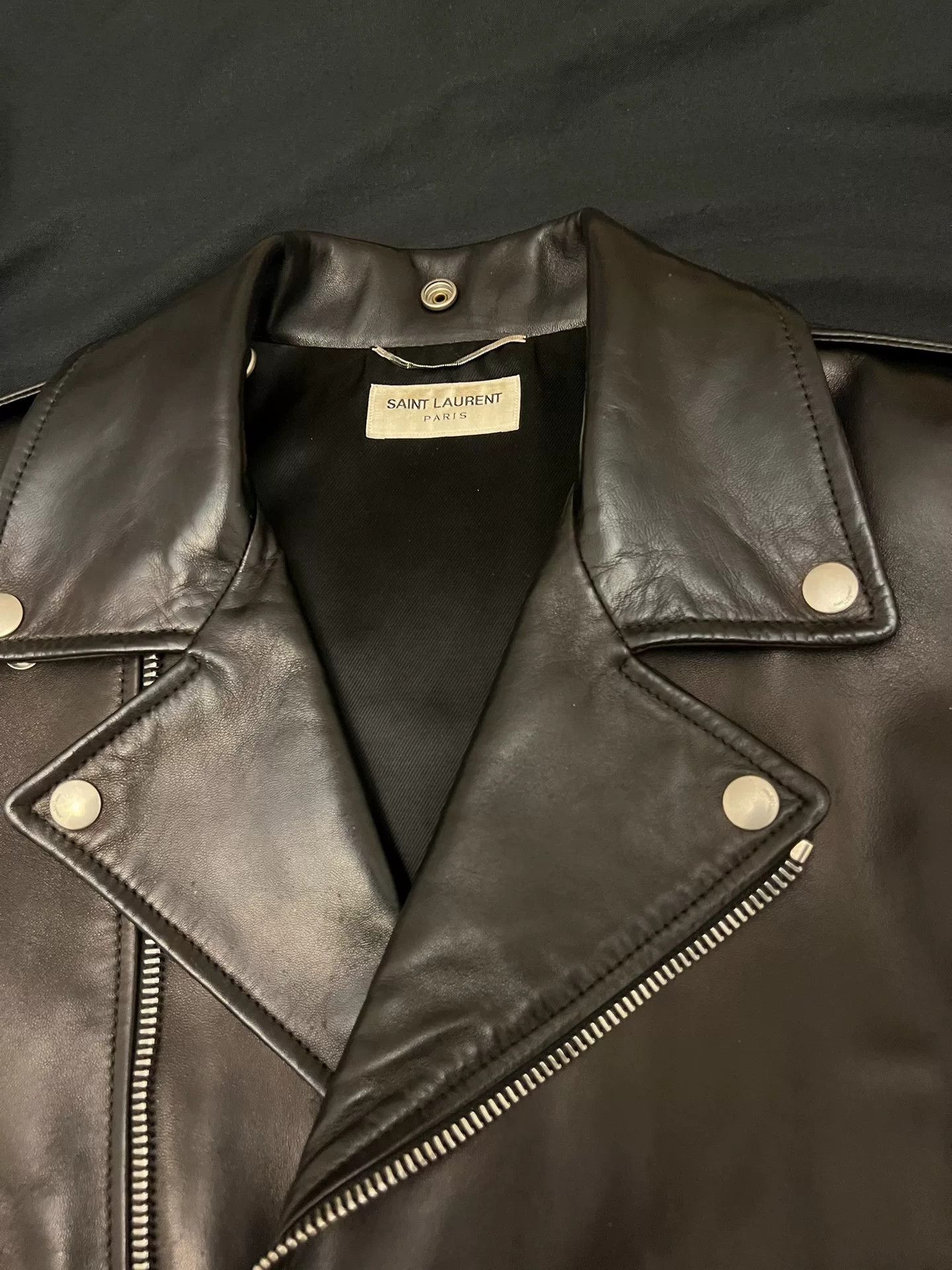Yves Saint Laurent Saint Laurent Classic Black Leather Jacket Size US L / EU 52-54 / 3 - 6 Thumbnail