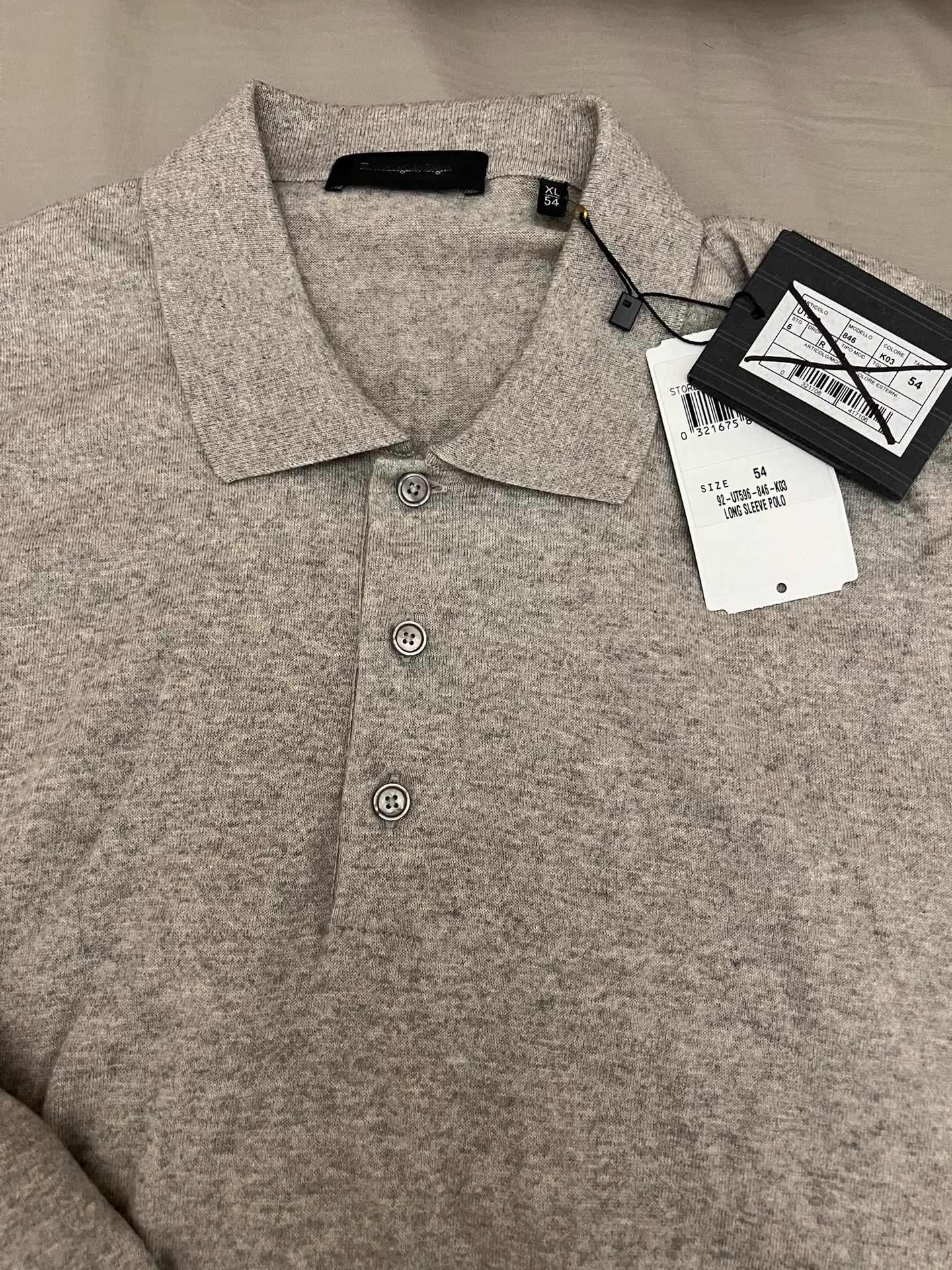 Ermenegildo Zegna Ermenegildo Zegna Gray Polo Sweater Size US L / EU 52-54 / 3 - 5 Thumbnail
