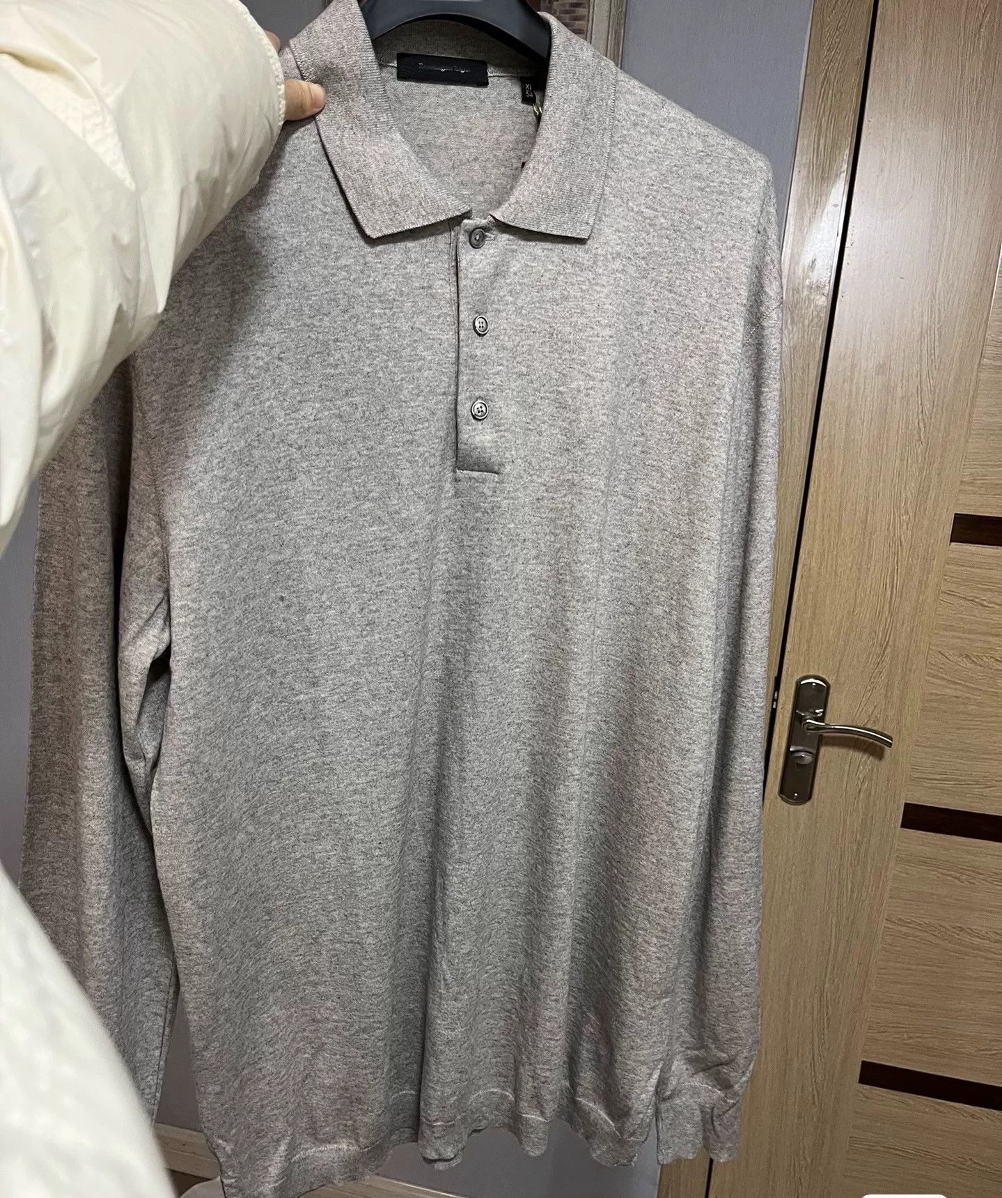 Ermenegildo Zegna Ermenegildo Zegna Gray Polo Sweater Size US L / EU 52-54 / 3 - 3 Thumbnail
