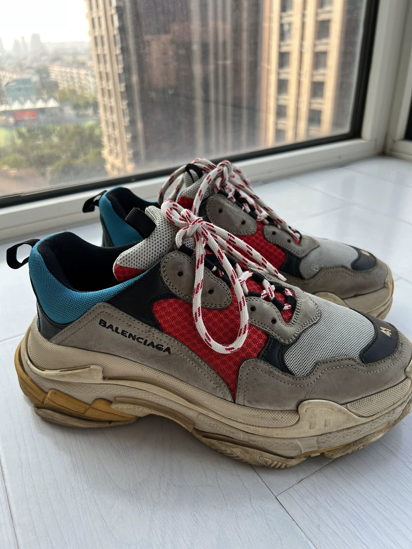 Balenciaga Balenciaga Triple S Blue Red Gray Sneakers Size US 8 / EU 41 - 2 Thumbnail