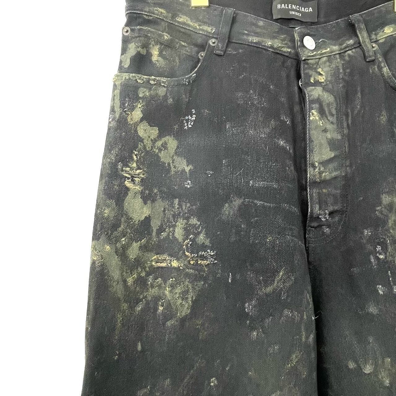 Balenciaga Balenciaga Destroyed Baggy Yellow Clay Jeans Size 22" - 4 Thumbnail
