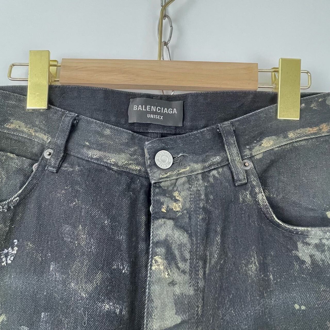 Balenciaga Balenciaga Destroyed Baggy Yellow Clay Jeans Size 22" - 3 Thumbnail